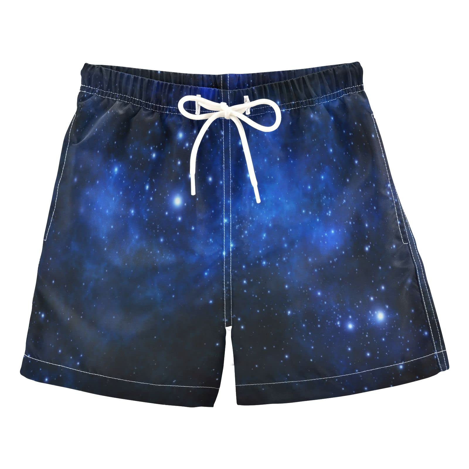 Boys' Galaxy Glow Swim Trunks - Space Stars & Nebula Print Board Shorts for Beach, Surf & Swimming | Perfect for Hawaii Vacations & Summer Pool Parties