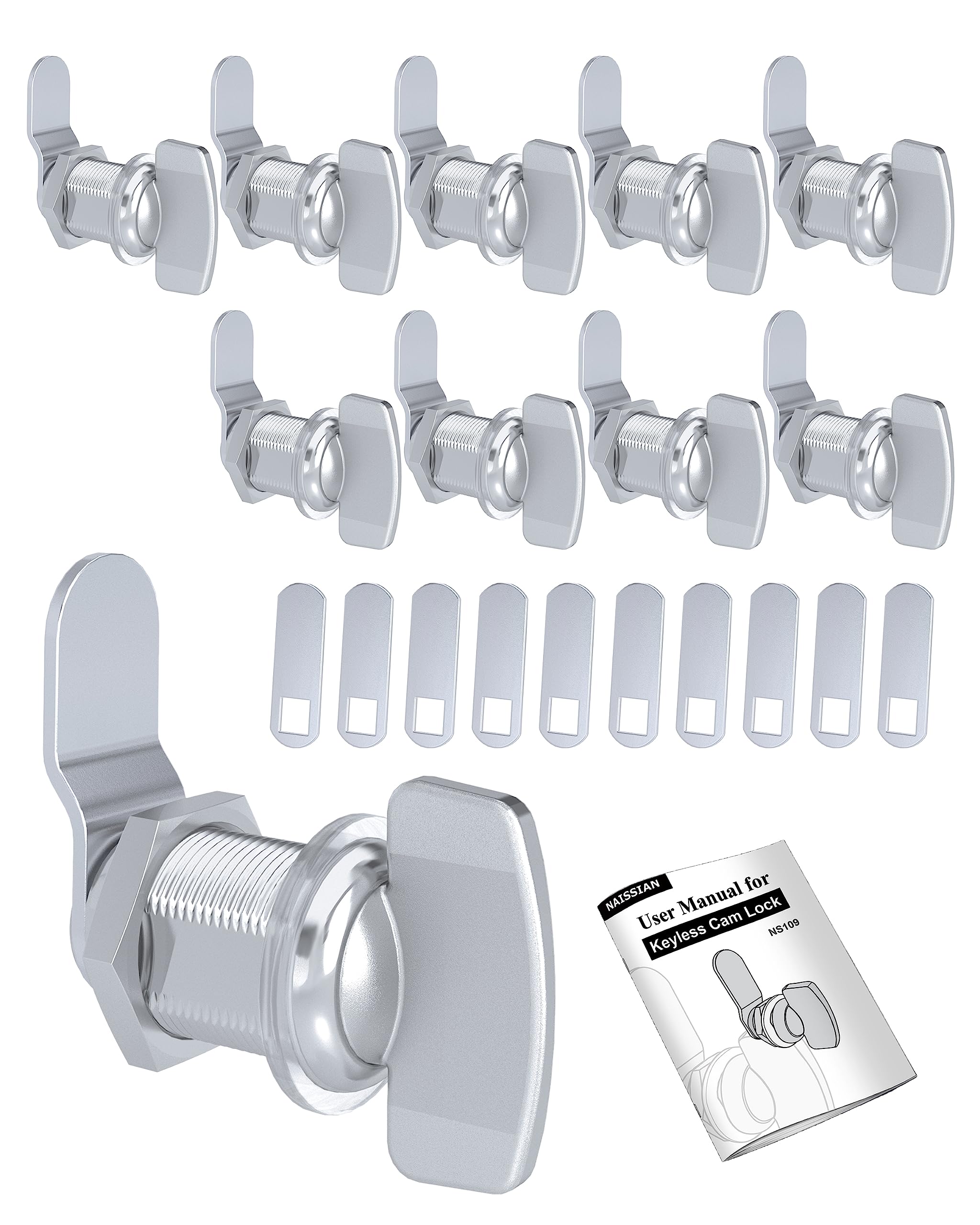 RV Thumb Cam Lock - Keyless Twist Operated for Boat & RV Storage, Outdoor Shower Latch (1-1/8 Inch, Pack of 10) - Secure Compartments, Baggage Doors & Marine Applications