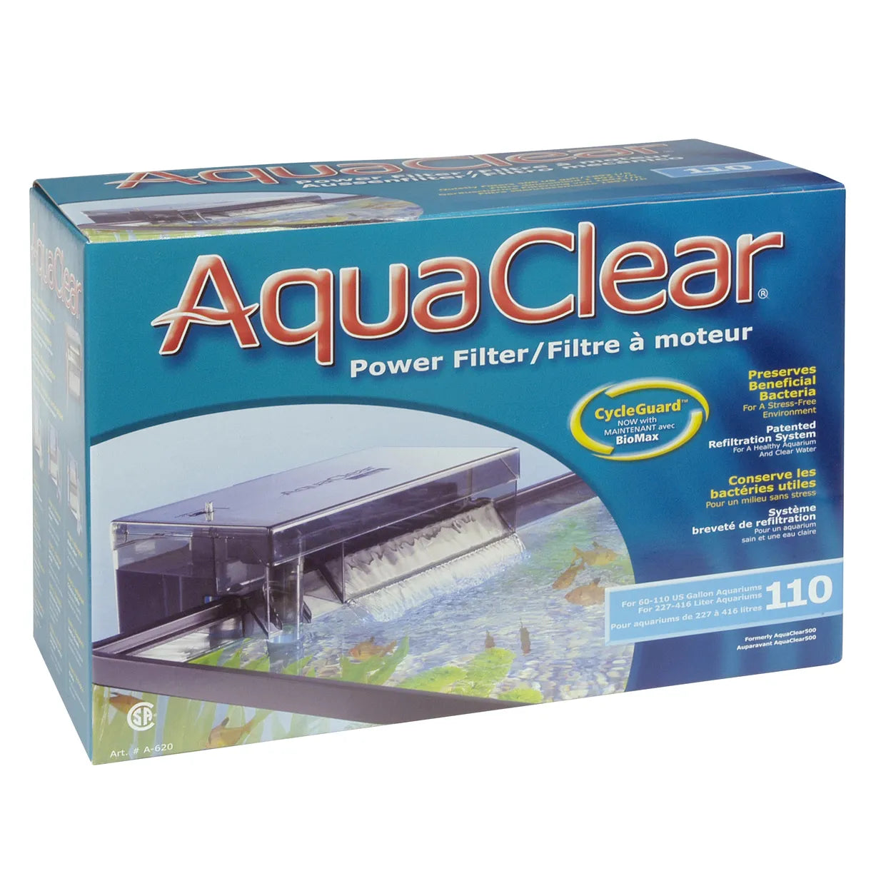 AquaClear 110 Power Filter for Aquariums - 416L (110 Gallon) High Capacity Canister Filter - Ideal for Freshwater & Saltwater Fish Tanks - A620 Model