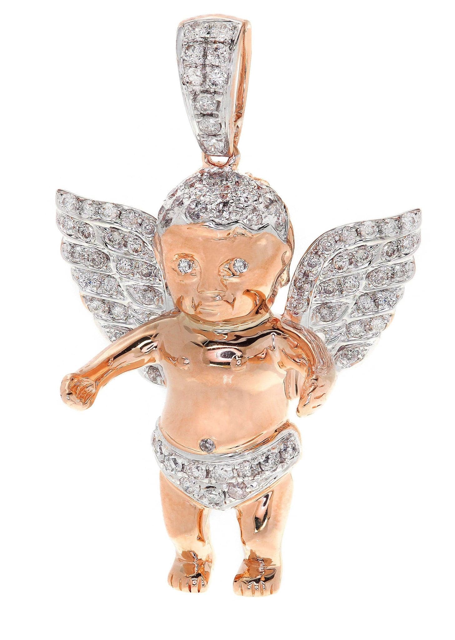 Diamond Angel Pendant Necklace - 9.49 Grams (0.99 Carats) Genuine Diamond Jewelry for Women - Perfect Gift for Christmas, Birthday & Special Occasions