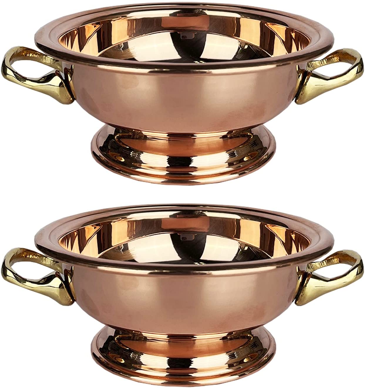 Vintage Inspired Copper & Brass Serving Bowls Set of 2 - 1.75 Cup Capacity - Authentic Handcrafted Kitchenware for Entertaining, Salad, Dessert & Home Decor
