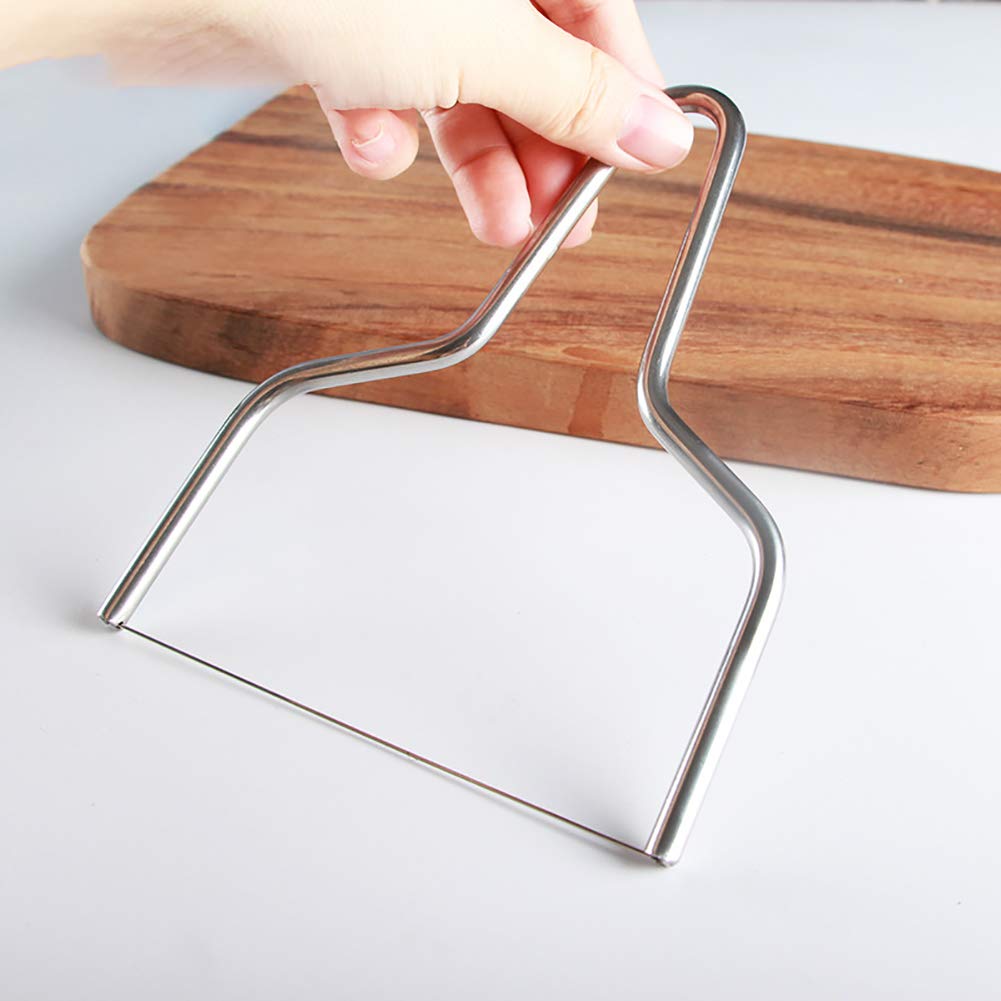 GSHLLO 2-Piece Stainless Steel Cheese & Butter Cutter Set - Professional Cheese Slicer with Wire for Kitchen, Party Platters & Charcuterie Boards