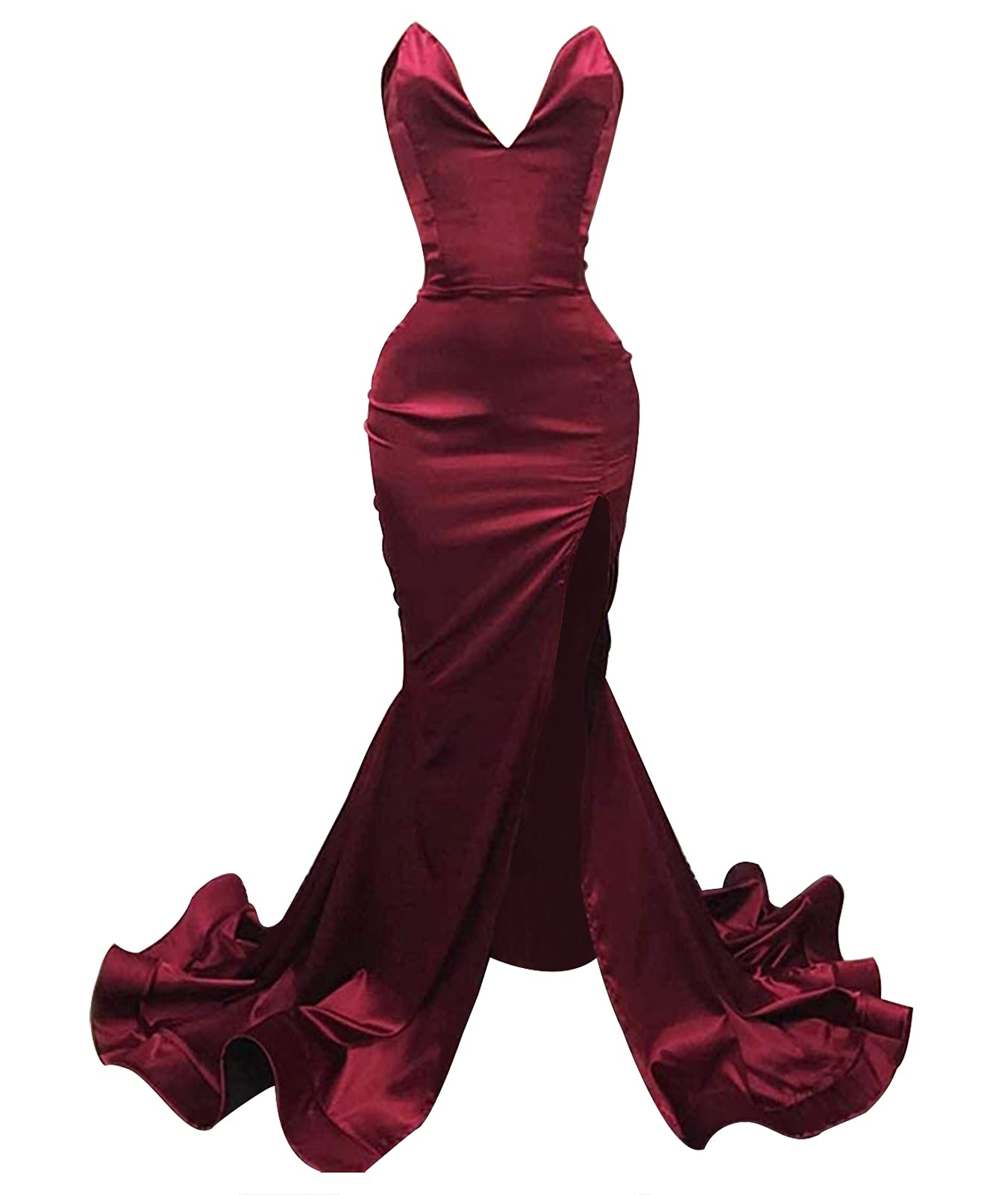 Elegant Mermaid Prom Dress - Strapless Satin Formal Evening Gown with Thigh High Split | Perfect for Homecoming, Prom Night & Black Tie Events