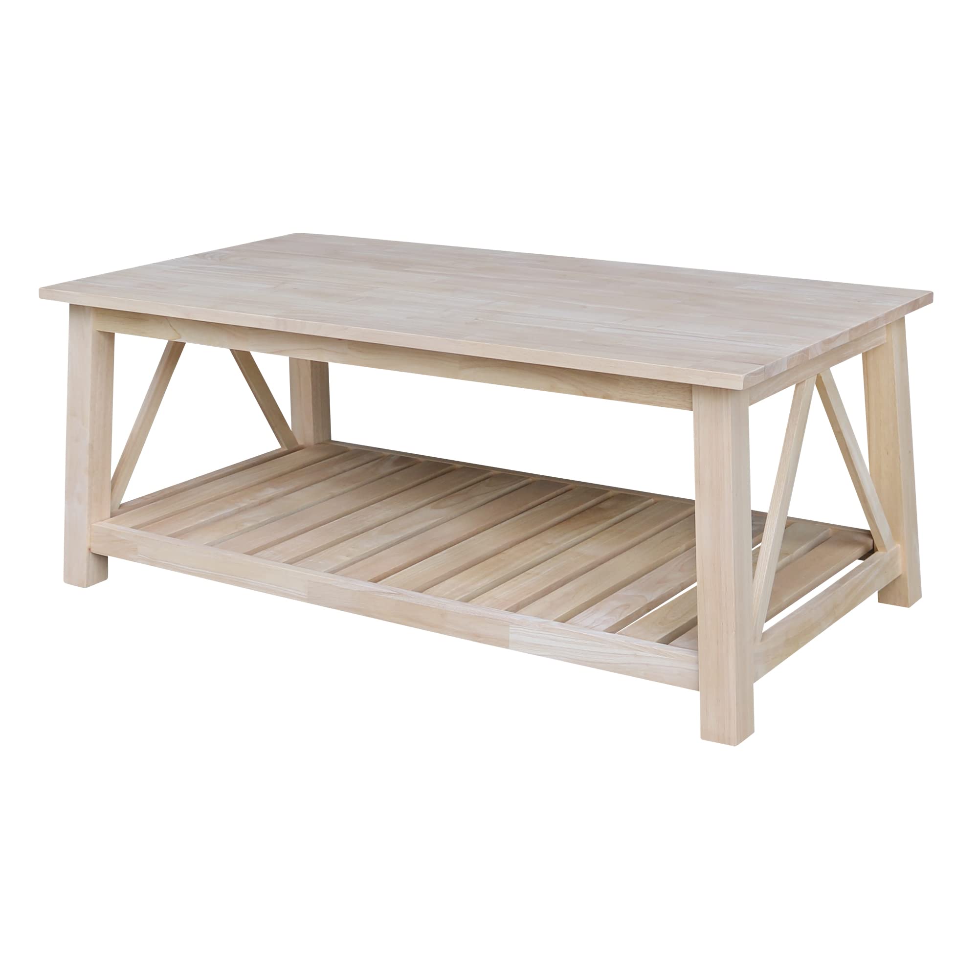 IC International Concepts Surrey Modern Coffee Table - Elegant Walnut Wood Finish with Sturdy Black Metal Frame, Spacious Surface & Lower Shelf - Perfect for Living Room, Office or Lounge - Easy Assembly & Durable Design