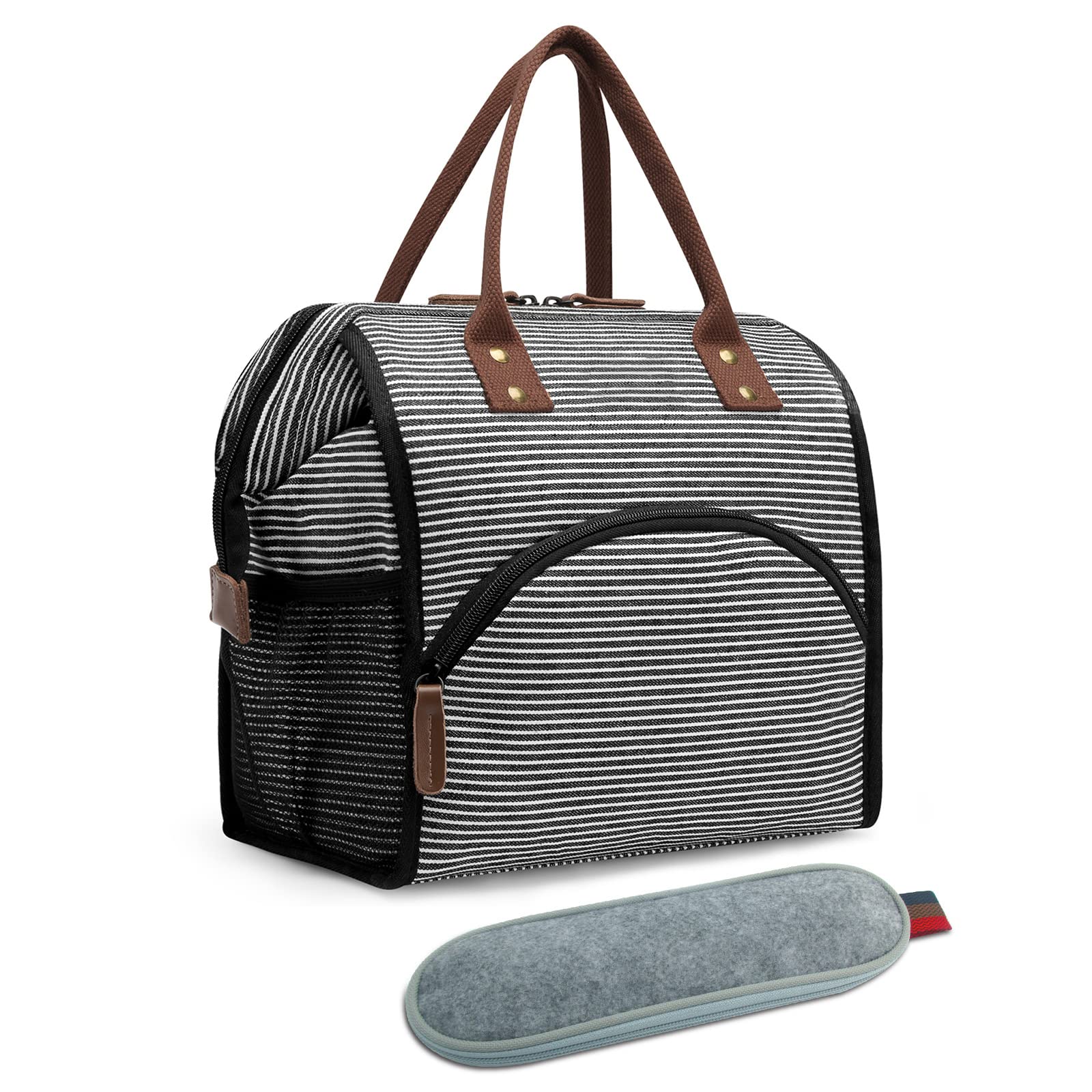 Large Insulated Lunch Bag for Women & Men - Leakproof Cooler Lunch Box, Reusable Tote Bag for Work, School, Picnic, Beach & Office - Perfect for Meal Prep, Outdoor Activities & Daily Commute (Stripe)