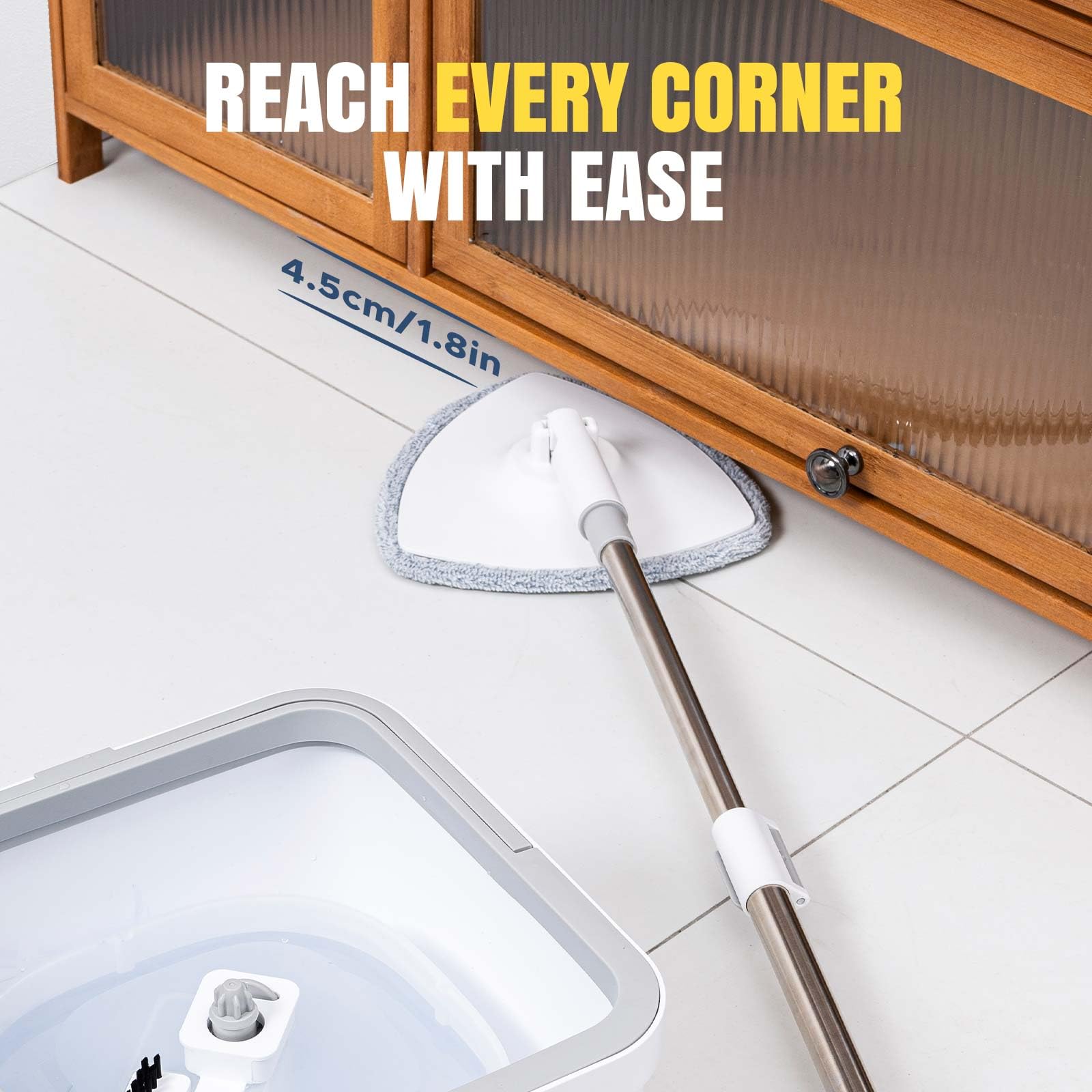 VENETIO Innowellclean Triangle Spin Mop and Bucket Set with Self-Cleaning, Dry & Wet 3-in-1 Dirty Separation System | Microfiber Floor Mop for Hardwood, Laminate & Tile Floors | Perfect for Home, Kitchen & Office Cleaning