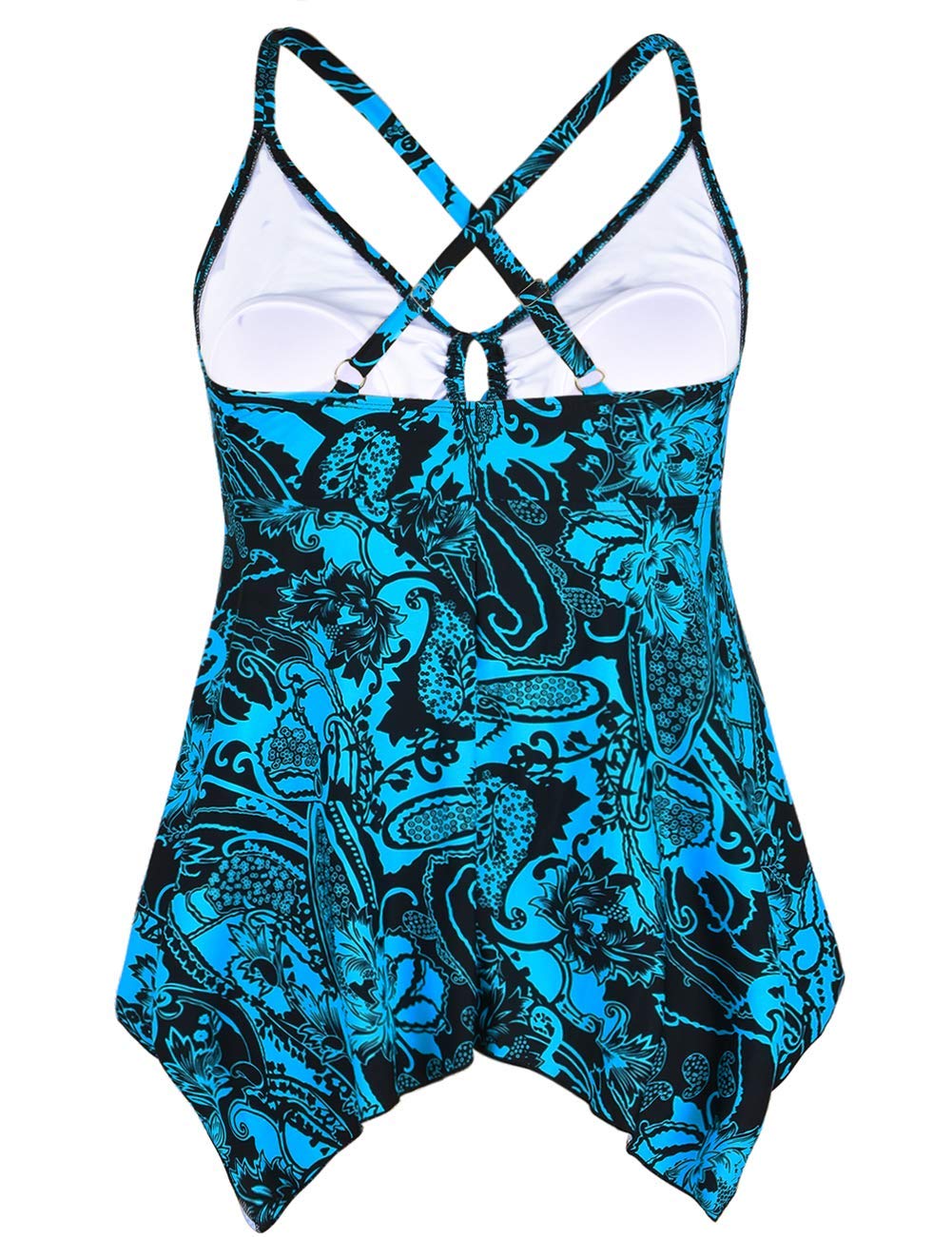 Firpearl Women's Modest Flowy Crossback Tankini Swimsuits - Plus Size Bathing Suit Top for Beach, Pool & Vacation | Comfortable & Stylish Swimwear