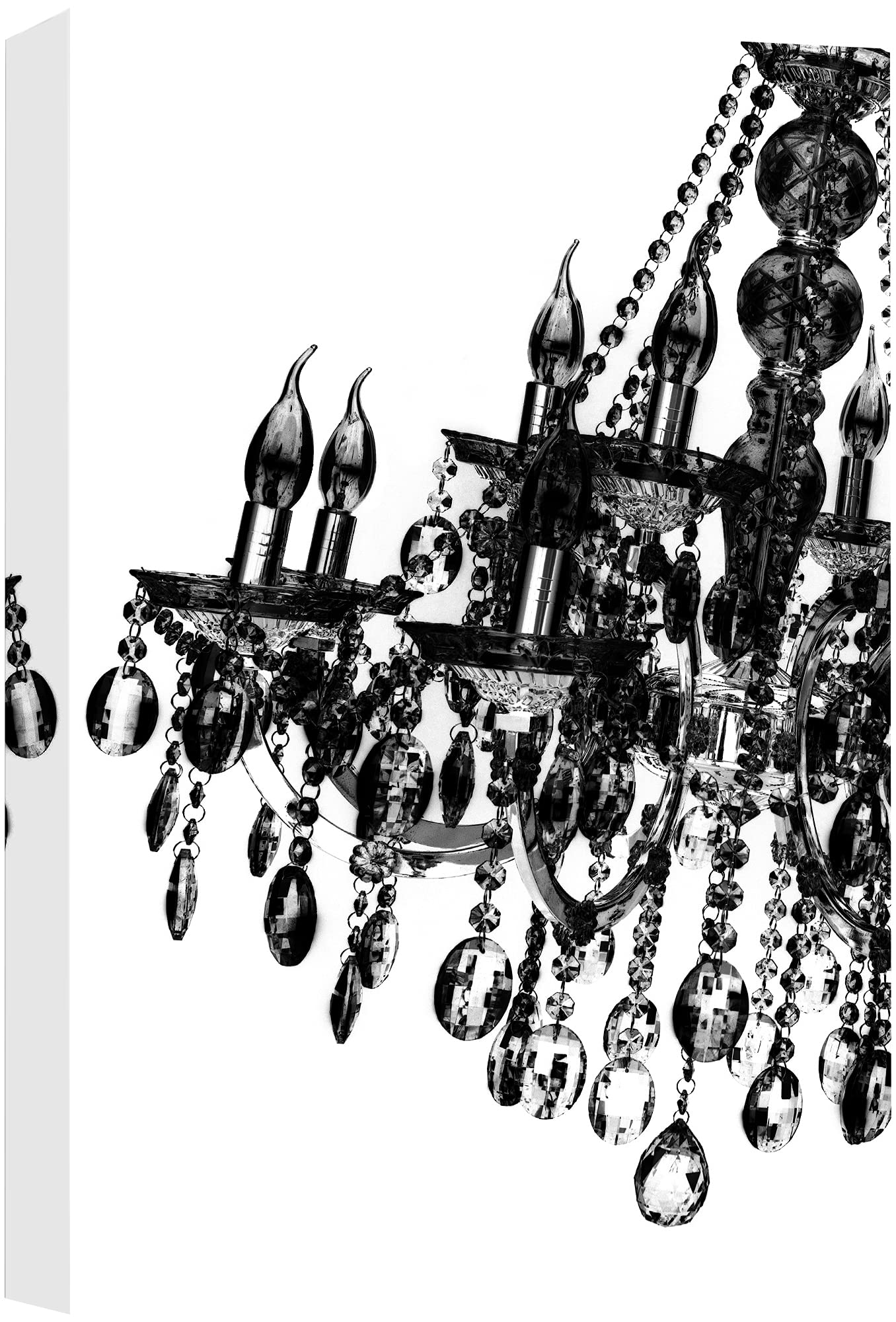 Dark Crystal Chandelier Canvas Wall Art Print - Modern Digital Art Decor for Living Room, Bedroom, Office - 32x48 Inches - Elegant Multicolor Lighting Scene for Relaxation & Calm Atmosphere