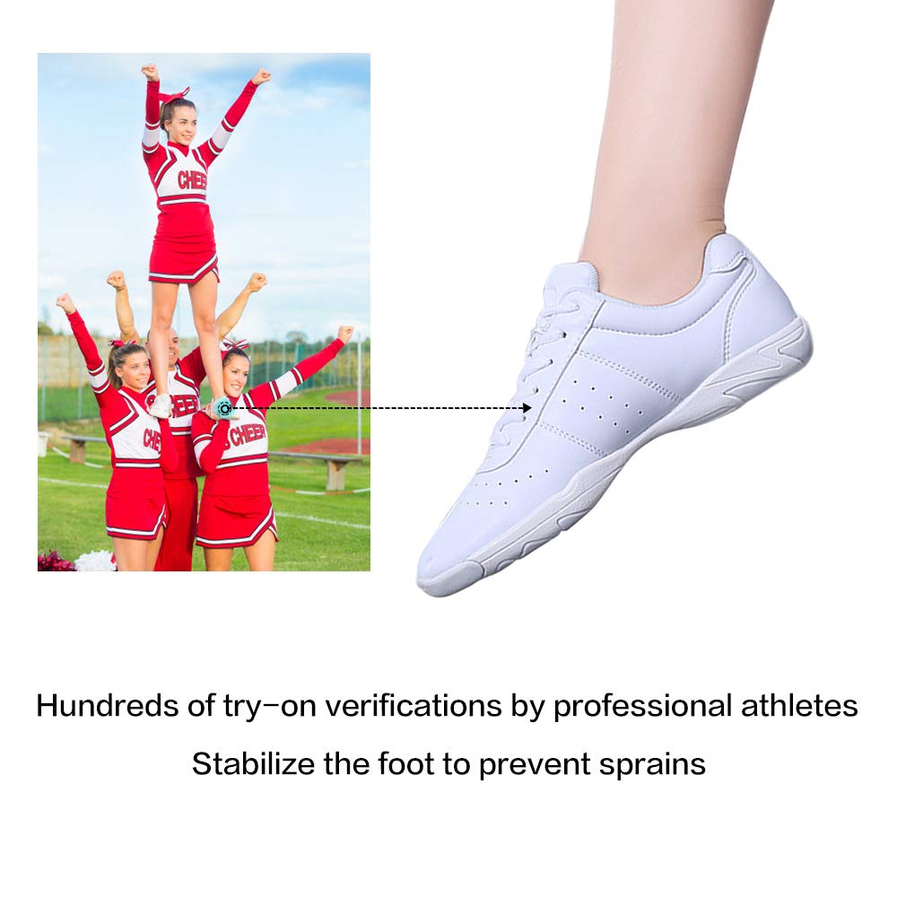Best Cheerleading Shoes for Youth Girls - White Athletic Dance Sneakers for Competition, Sport & Training - Perfect for Cheer, Dance & Gym Performance