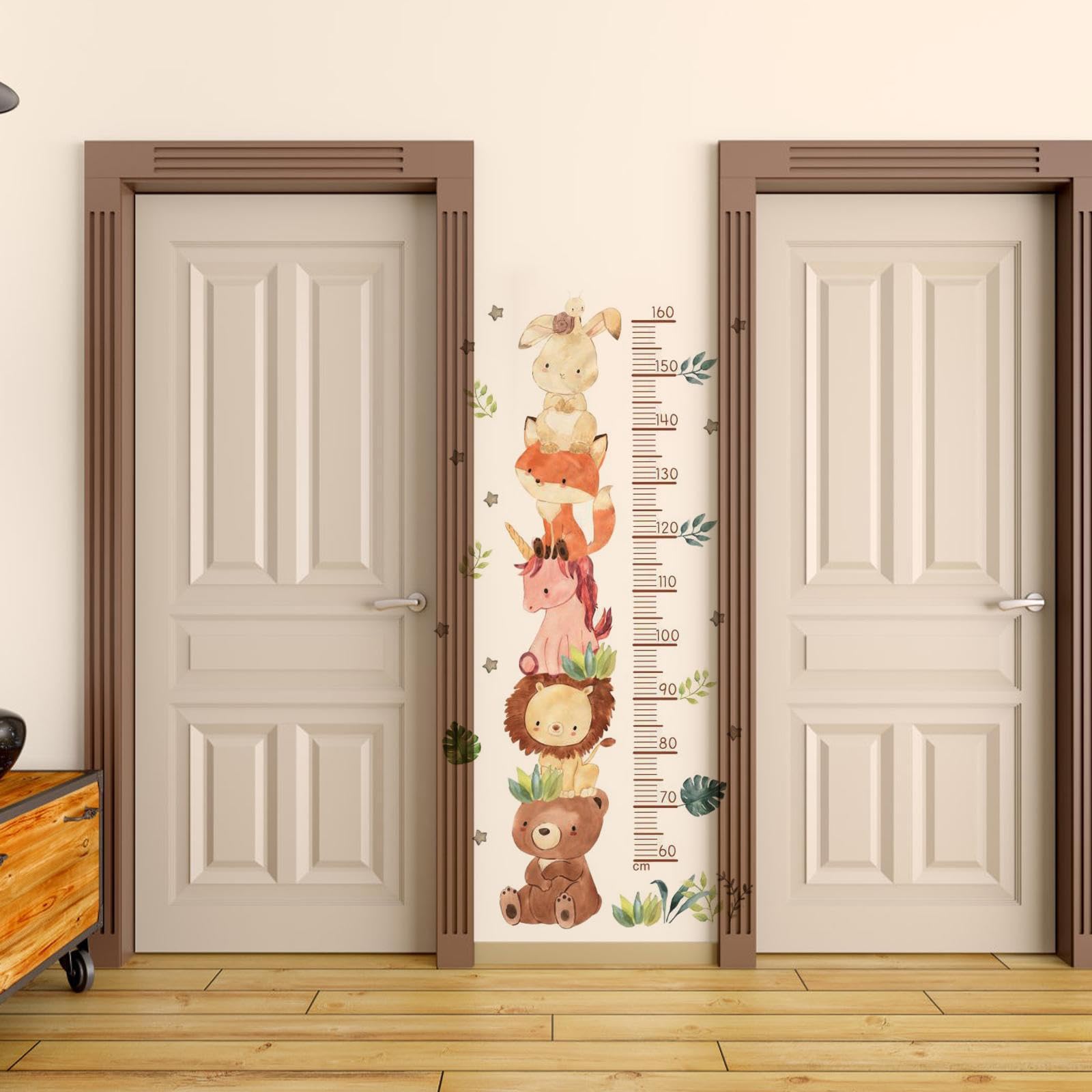 Animal Kids Growth Chart Wall Stickers - Waterproof PVC Height Measurement Decals for Nursery & Bedroom Decor | Perfect for Tracking Child's Development & Playroom Wall Art