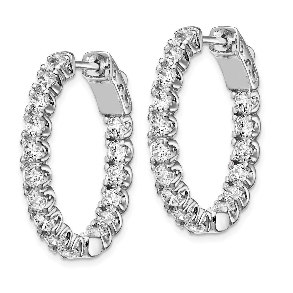 Sterling Silver Cubic Zirconia Hoop Earrings for Women - 27.85mm Round CZ Studs, 925 Silver In & Out Hoops - Perfect for Everyday Wear, Office & Special Occasions