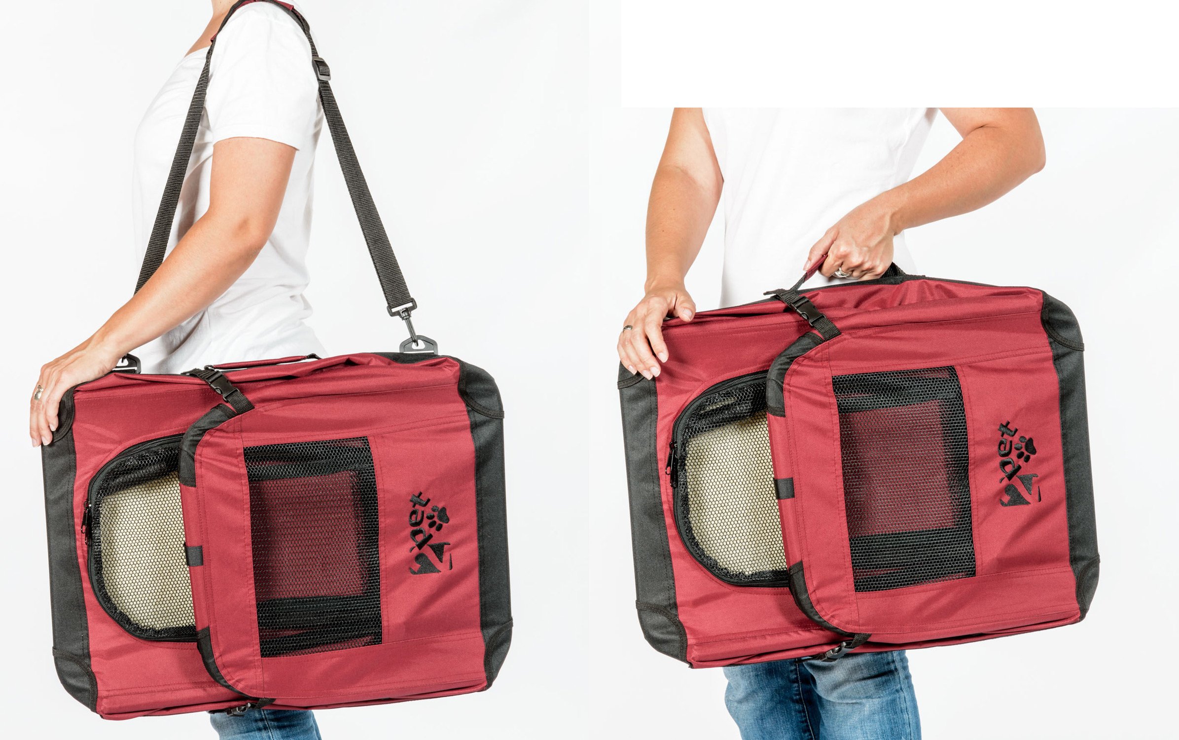 2PET Foldable Dog Crate - Portable Soft-Sided Pet Carrier with Steel Frame for Indoor & Outdoor Use - Washable Fabric Cover - XXLarge Size in Rawhide Red - Perfect for Travel, Camping & Home Comfort