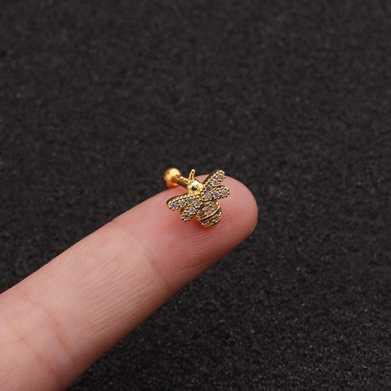20G Cartilage Bumble Bee Conch Earrings - Dainty Gold Bee Stud Earrings for Helix, Tragus & Conch Piercing | Perfect for Everyday Wear, Gifts & Boho Jewelry Collection