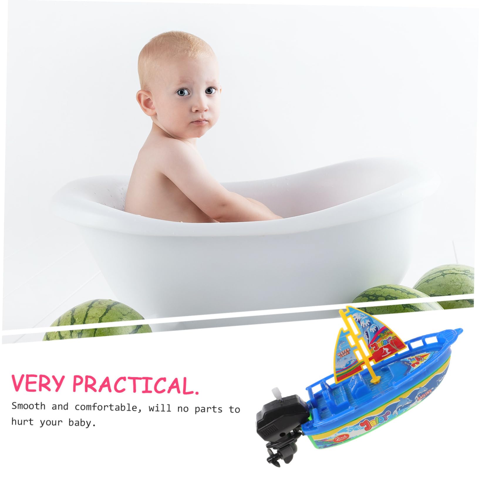 HAWILLOSCH 4-Piece Wind-Up Bathtub Boat Toy Set - Yellow Clockwork Bath Toys for Kids | Fun Water Play & Bathtime Games