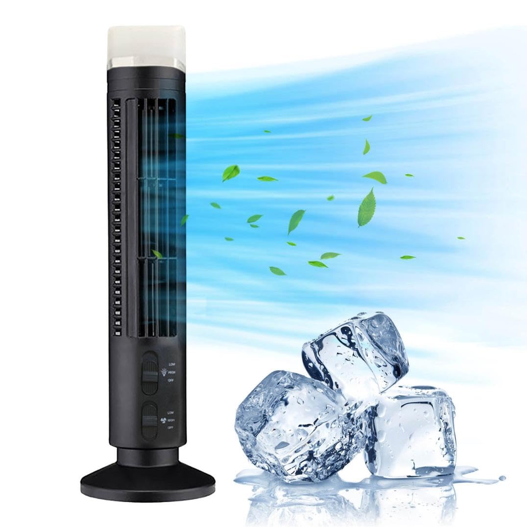 Bladeless Desk Fan - Small & Quiet USB Office Fan with 2 Speed Settings, Personal Cooling Fan for Bedroom, Home, Office (Black) | Perfect for Workspace, Study Room & Nightstand Use