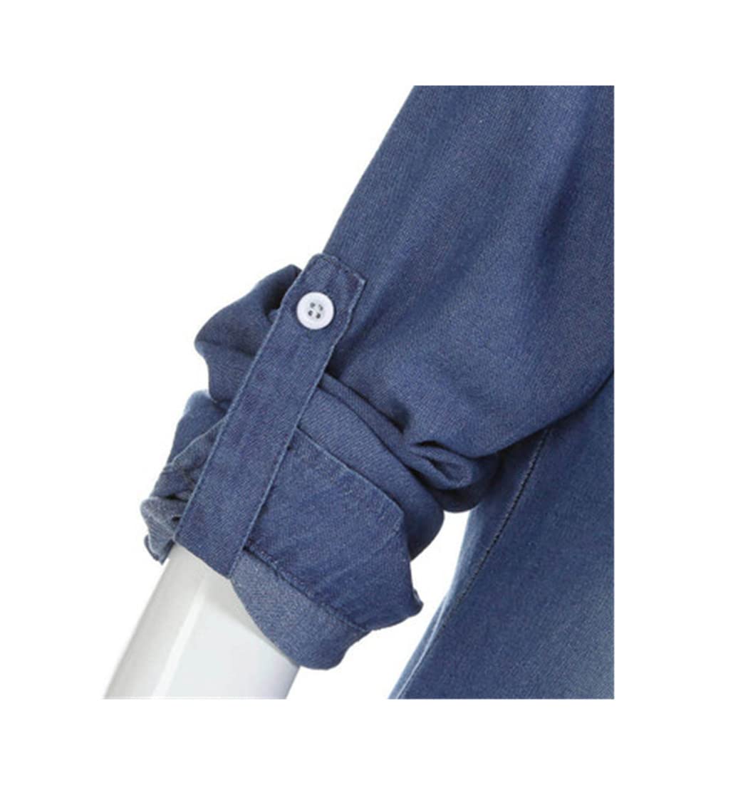 Women's Casual Blue Denim Long Sleeve Shirt Top - Stylish Button Down Blouse Jacket for Everyday Wear, Work & Weekend Outfits