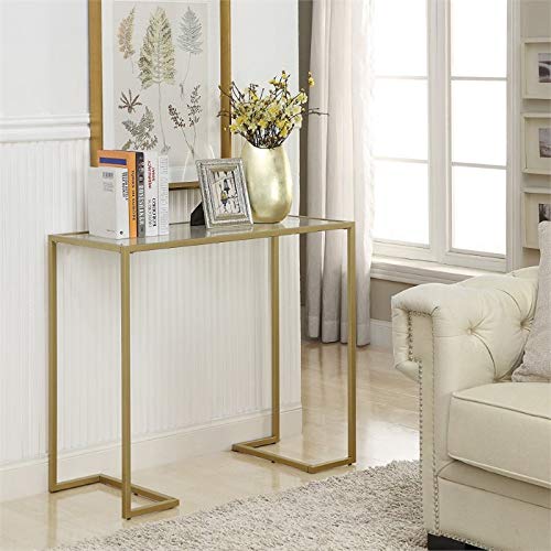 Monaco Gold Tempered Glass Console Table - Elegant Entryway & Living Room Furniture for Modern Home Decor