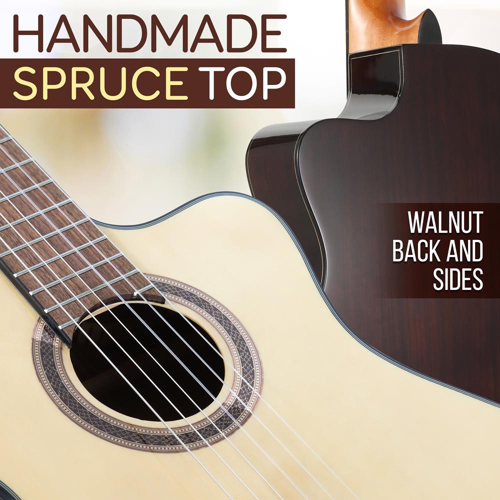 Complete Classic Acoustic Guitar Kit for Beginners - 6 String Guitar with Tuner, Case, Strap & Picks - Perfect for Learning, Practice & Live Performances