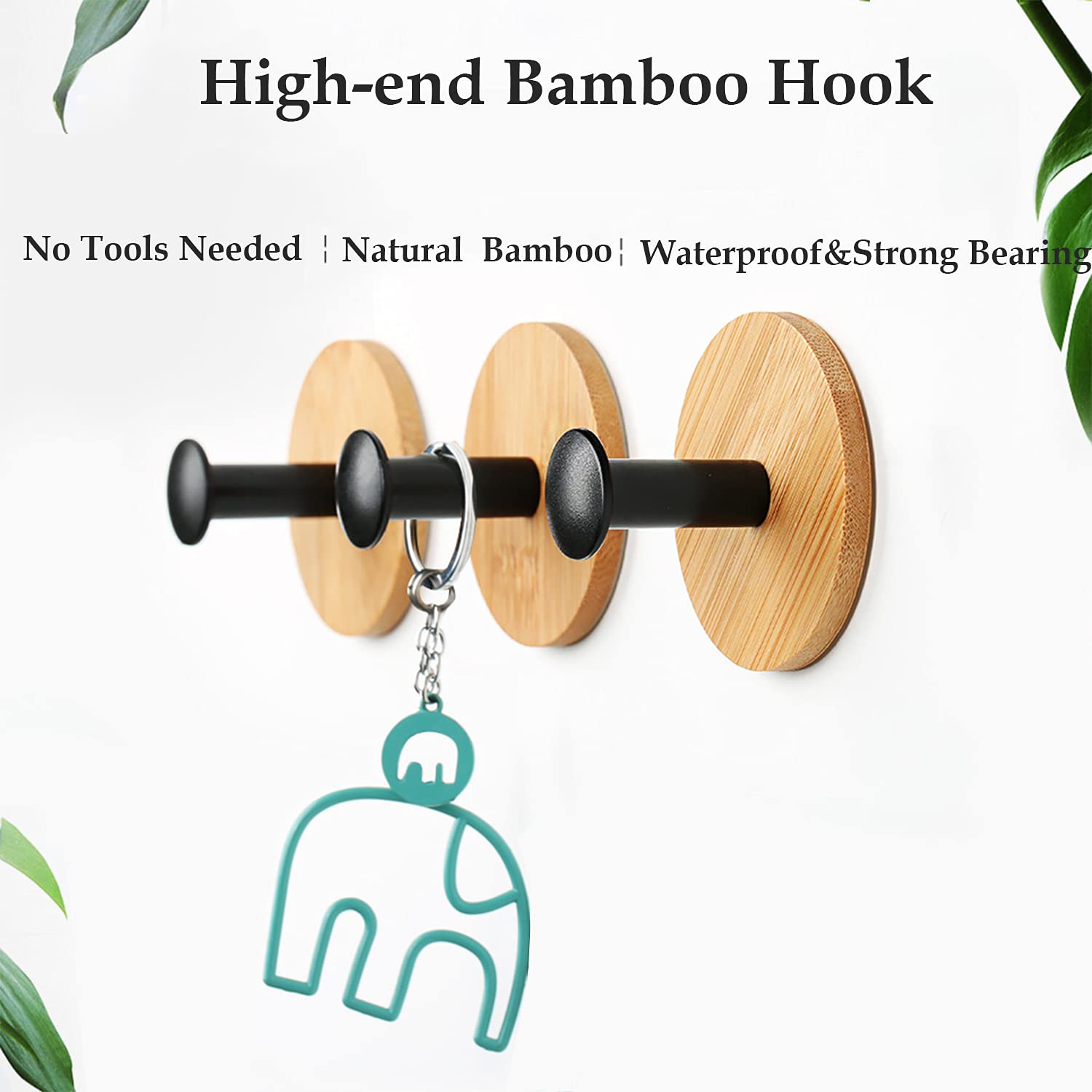 Self Adhesive Hooks 4 Pack - Heavy Duty Reusable Wall Hooks for Bathroom, Bedroom & Kitchen - No Drill Seamless Hanging Solution for Robes, Towels & Decor (Black) - Perfect for Small Spaces & Rental Homes