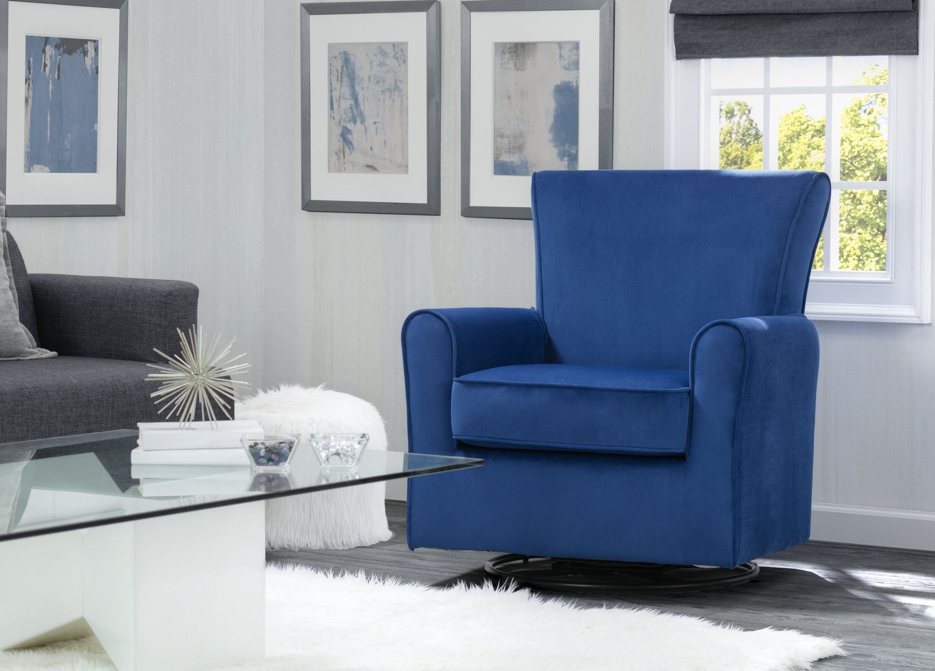 Elena Nursery Glider Swivel Rocker Chair - Comfortable Baby Rocking Chair for Breastfeeding & Nursery Room - Perfect for Nursing, Reading & Soothing Baby to Sleep