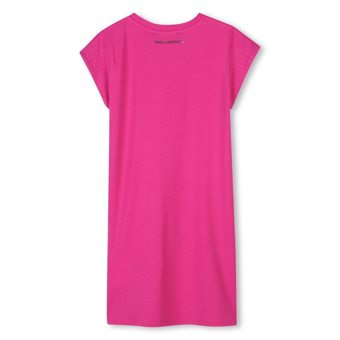 Karl Lagerfeld Girls Graphic Fuchsia Dress - Stylish & Trendy Kids Fashion for Parties, School & Special Occasions