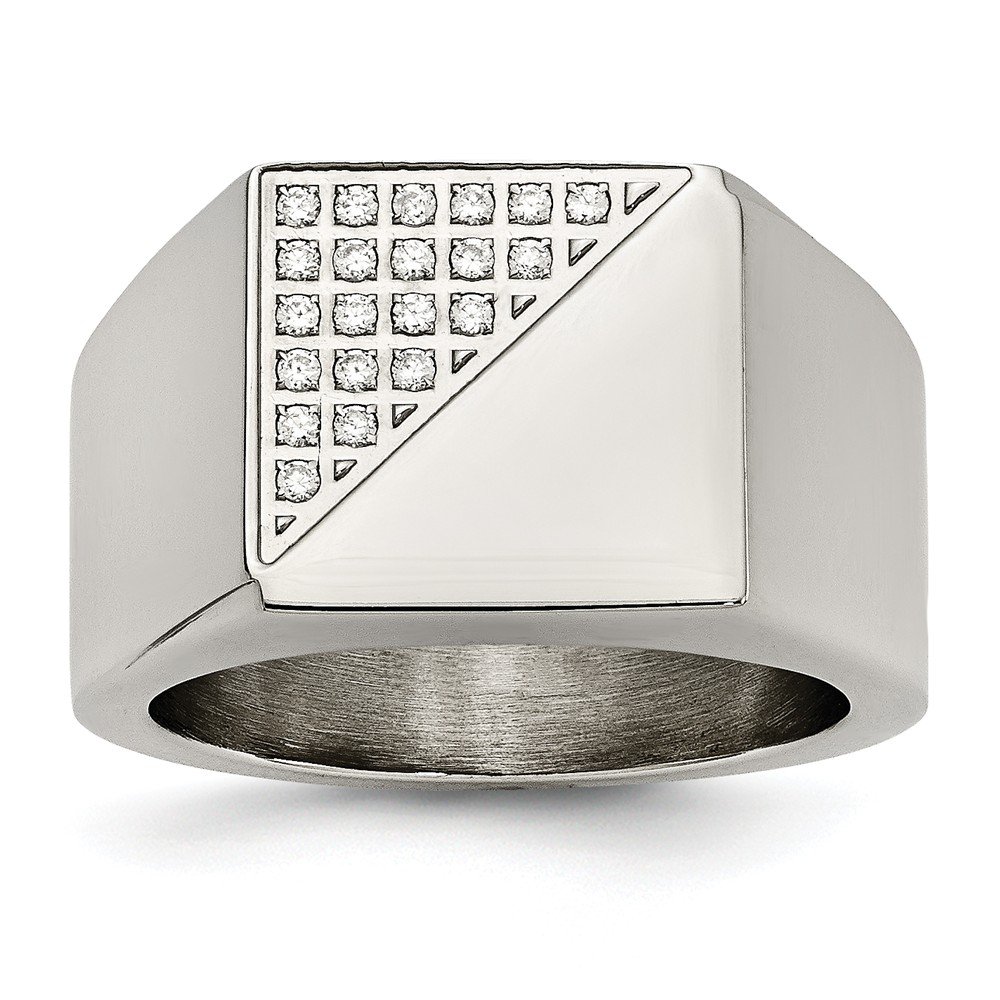 Men's Stainless Steel Crystal Ring Size 12 - Wedding & Gift