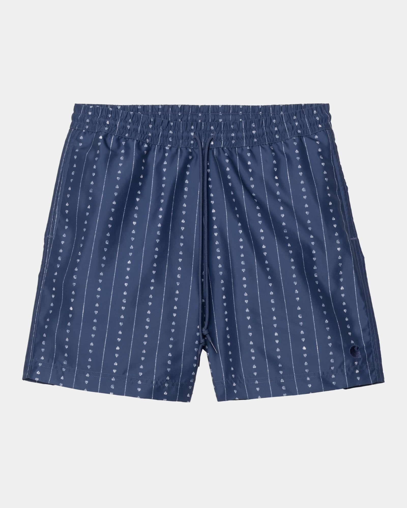 Slater Swim Trunks for Men - Ink & Natural Heart C Pinstripe Design - Quick Dry Beach Shorts for Swimming, Surfing, and Summer Vacations