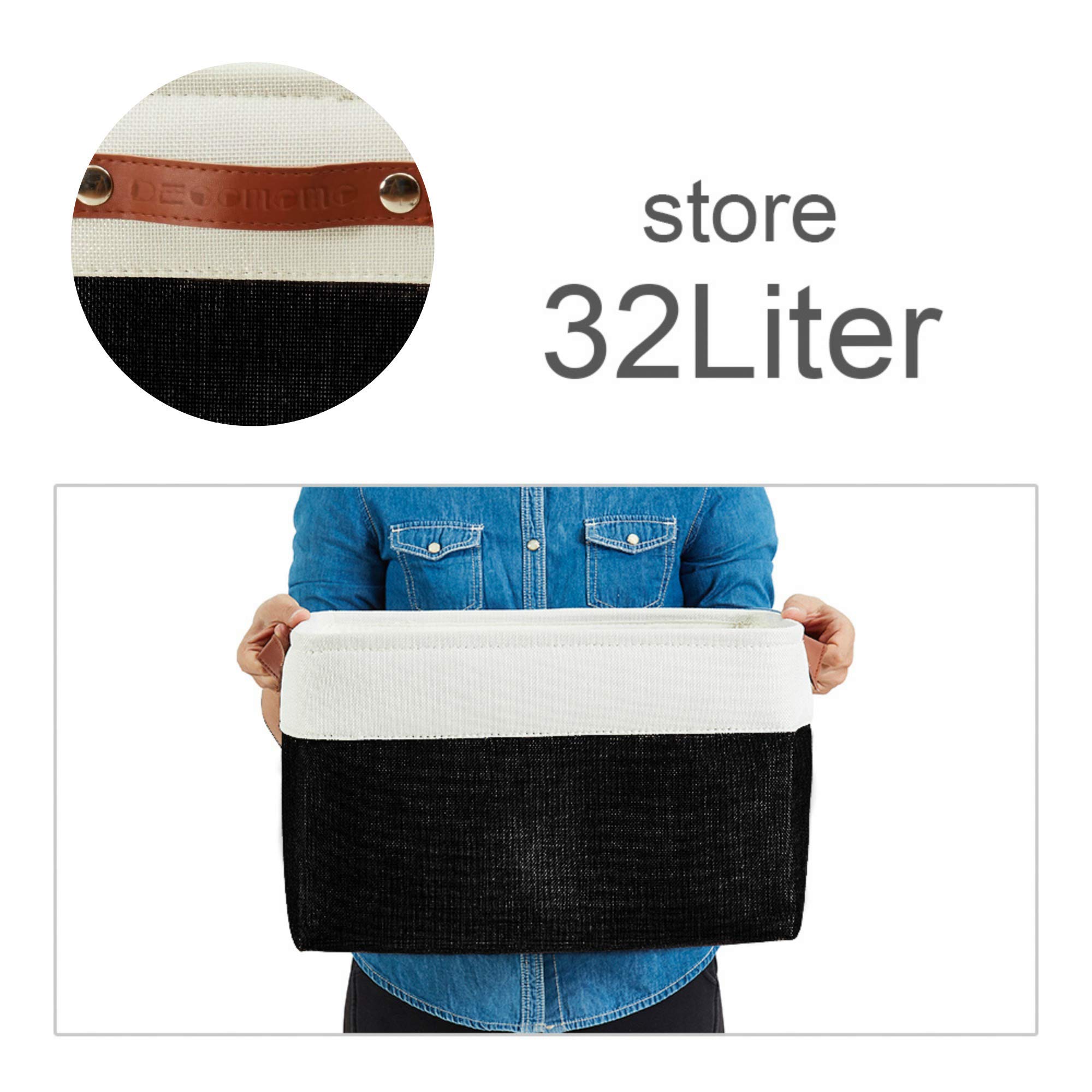 DECOMOMO Fabric Storage Bins - 3 Pack XL Black & White Storage Baskets for Shelves, Closet Organization, Toys, Nursery | Perfect for Home, Office & Kids Room Organization