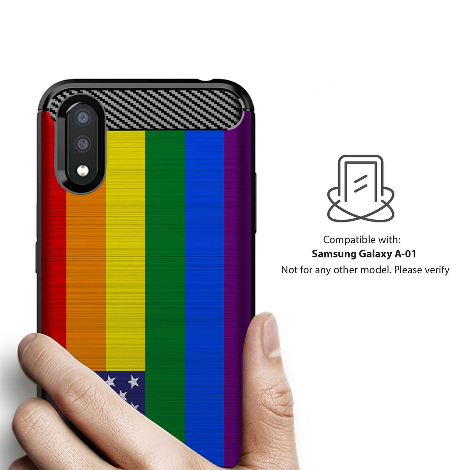 Samsung Galaxy A01 Case | Slim Black Flexible TPU Cover with Shock Protection | USA Flag Design | Perfect for Everyday Use, Travel & Outdoor Activities