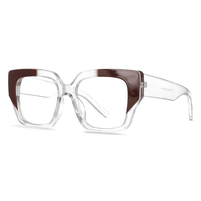 CCspace Women's Full Rim Large Square Plastic Reading Glasses R57129 - Fashionable Blue Light Blocking Readers for Work, Reading & Computer Use