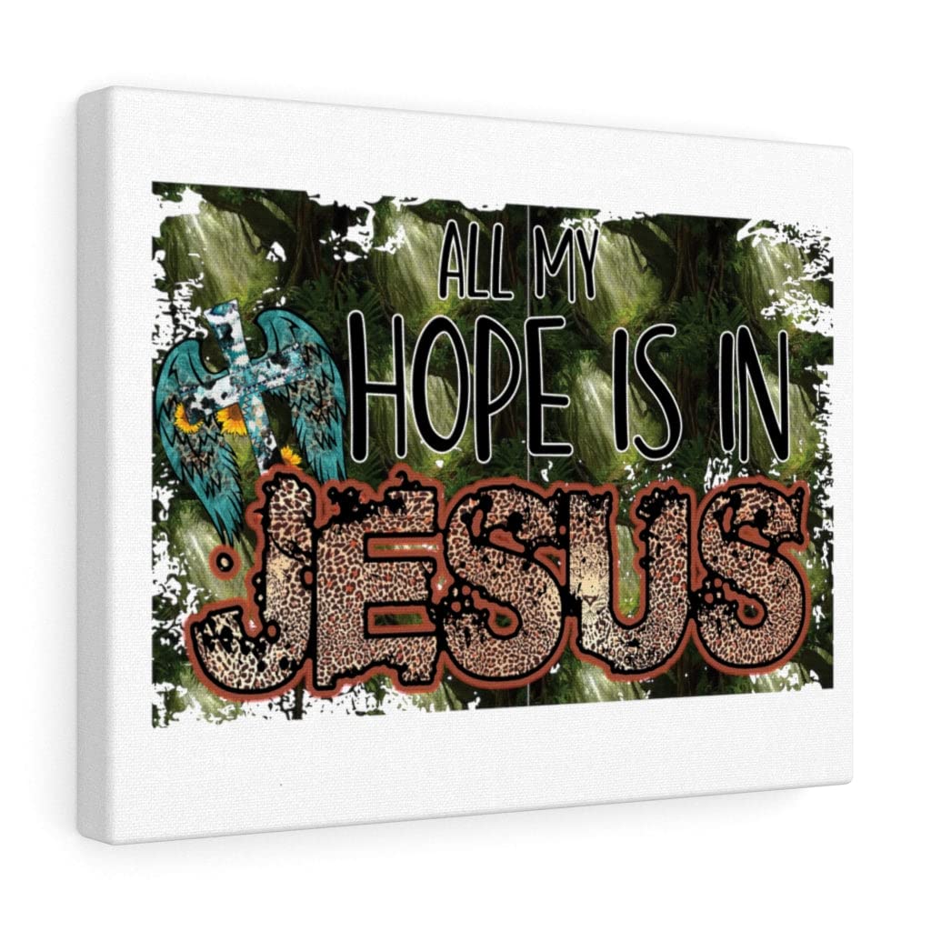 Christian Wall Art with Bible Verse - 'Hope is in Jesus' Scripture Print, Ready to Hang Home Decor for Living Room, Bedroom & Church | Inspirational Gift for Weddings, Baptisms & Christian Holidays