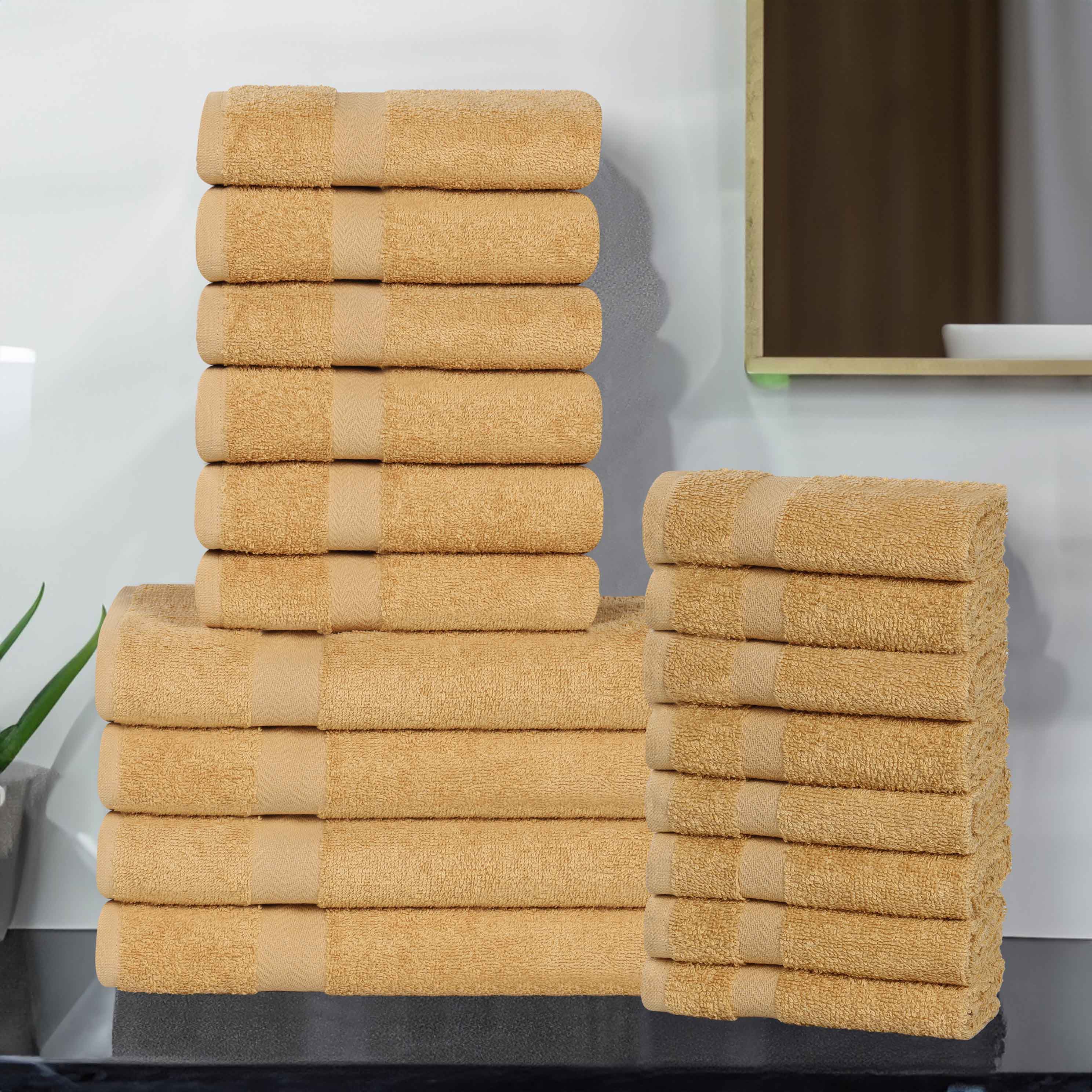 Franklin Eco-Friendly Cotton 18-Piece Bath Towel Set - Soft & Absorbent for Bathroom, Spa, and Gym Use