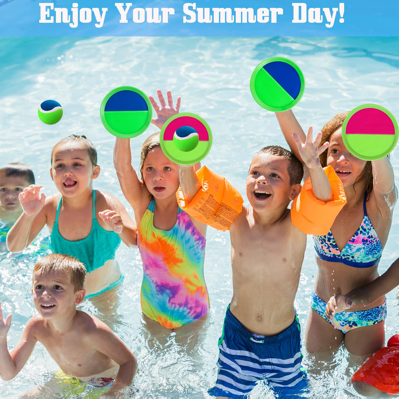 Best Outdoor Toys for Kids Ages 4-8 - Toss and Catch Ball Set with 6 Paddles & 3 Balls | Fun Yard Games for Kids, Family & Adults | Perfect Birthday Gift for 3-8 Year Old Boys & Girls | Great for Backyard Play, Picnics & Beach Activities