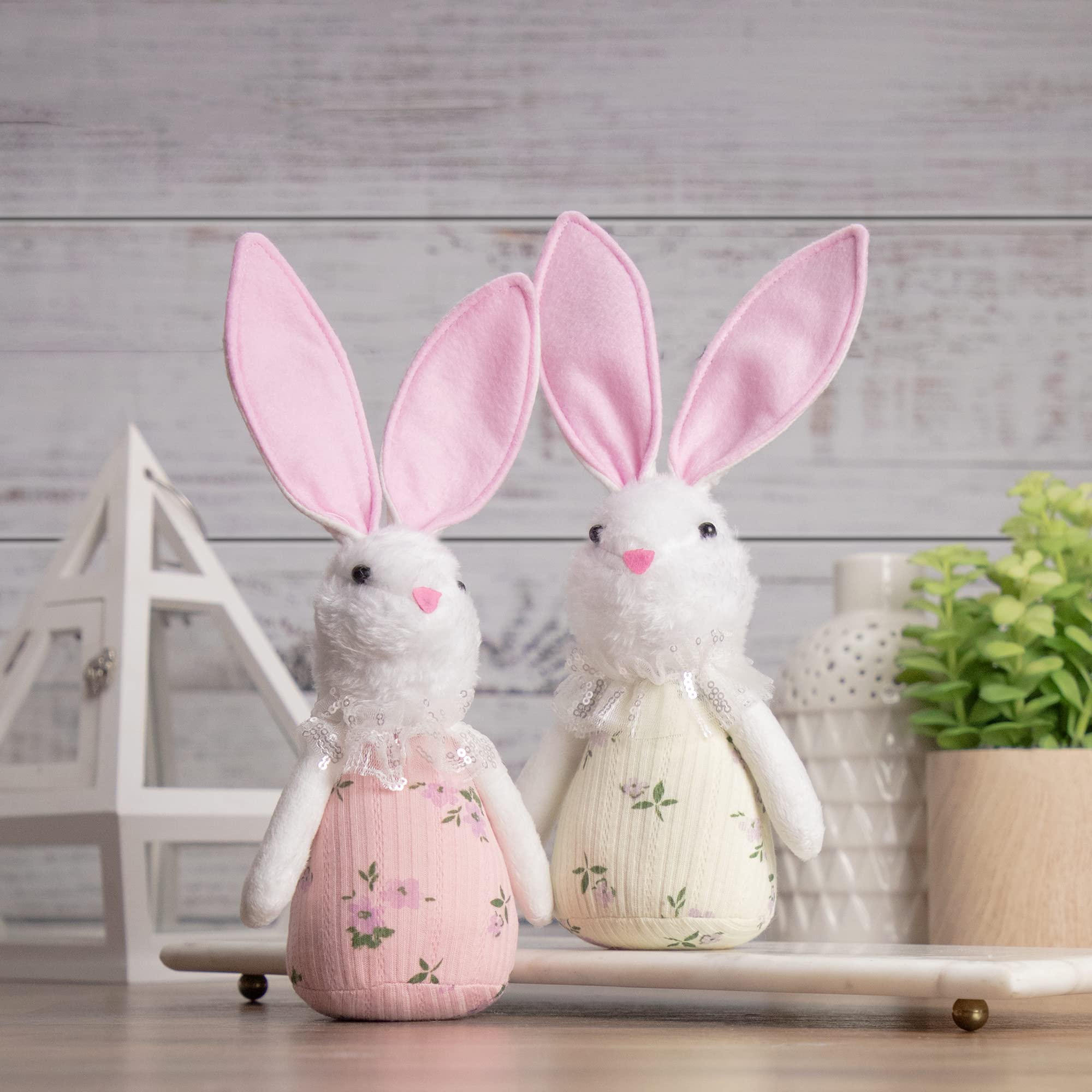 Northlight 11-Inch Yellow Spring Floral Easter Bunny Decor - Easter Table Centerpiece, Spring Home Decor, Easter Basket Stuffers