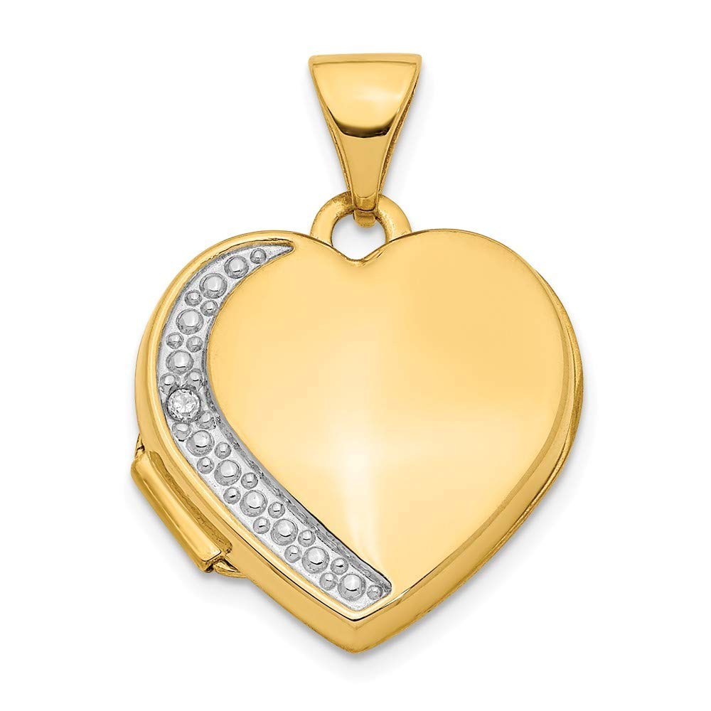 14K Gold Engravable Diamond 16mm Heart Locket Pendant Necklace for Women - Personalized Gift for Anniversary, Valentine's Day & Mother's Day - Perfect for Romantic Occasions & Special Moments