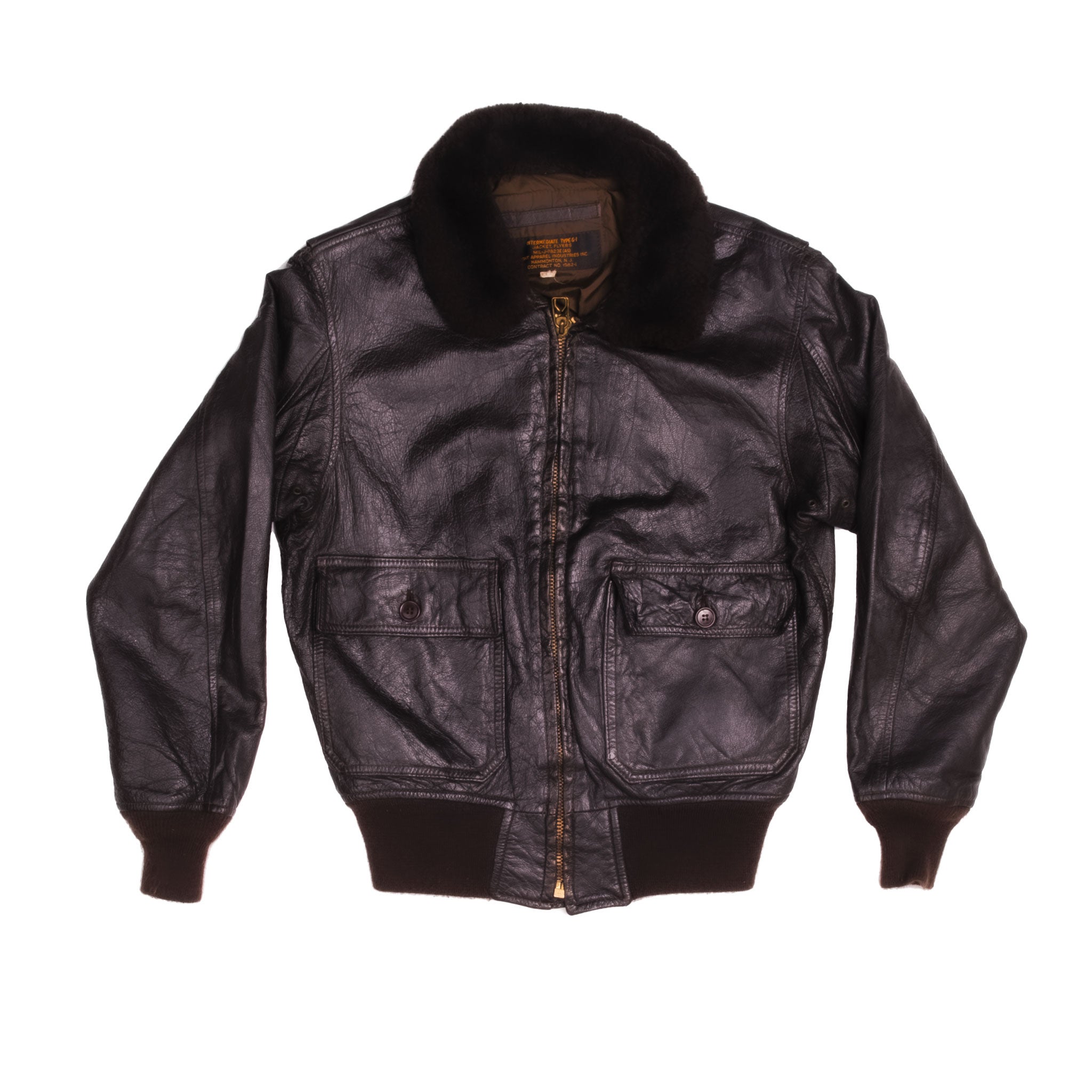Vintage US Navy 7823E Leather Jacket Flyers Type G-1 G1 1982 Size 40 - Authentic Military Flight Jacket for Aviation Enthusiasts & Collectors