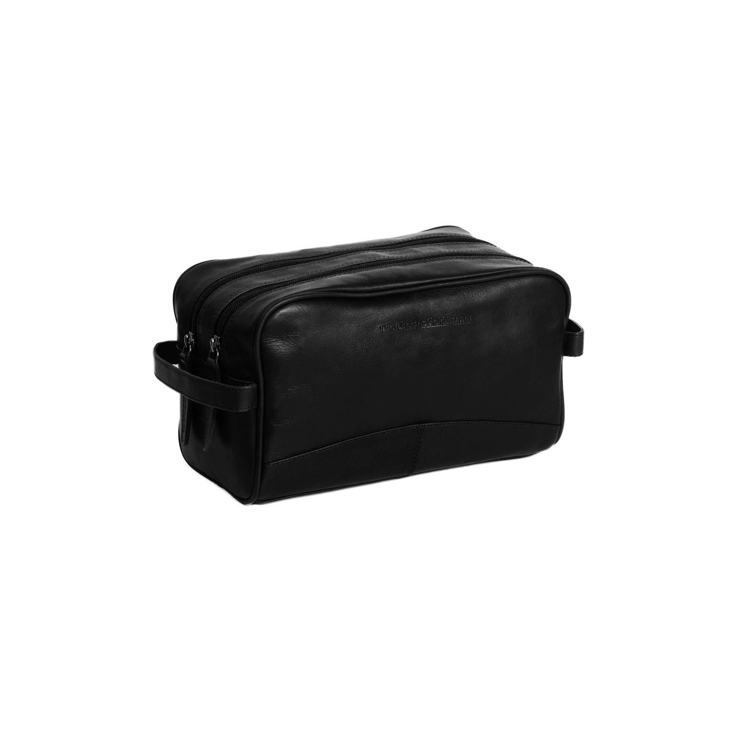 Chesterfield Brand Leather Toiletry & Cosmetic Bag | Genuine Black Leather Travel Bag for Men & Women | Quick Access for Hygiene, Makeup & Shaving Essentials | Perfect for Travel, Gym & Daily Use