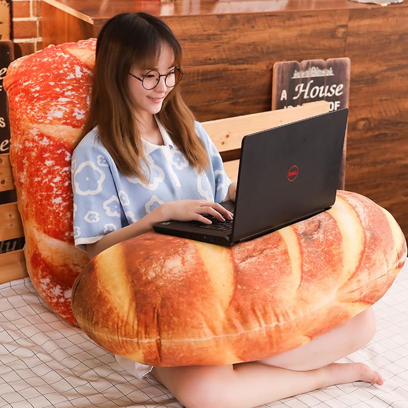 Soft Baguette Pillow - Funny Bread-Shaped Lumbar Support Cushion for Reading & Home Decor (40in) | Comfortable Backrest for Sofa, Bed, Office & Photo Backgrounds