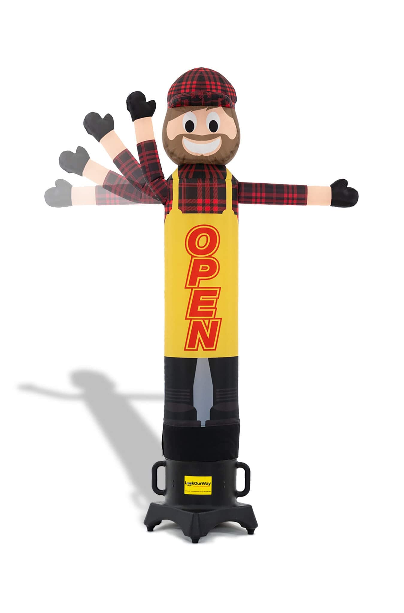 LookOurWay 6ft Inflatable Tube Man Air Waver with Blower - Waving Arm & 'Open' Body for Outdoor Advertising & Business Signs - Perfect for Car Dealerships, Grand Openings & Sales Events