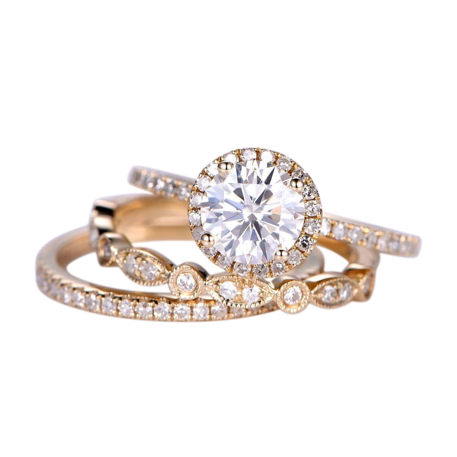 2.25 Carat Moissanite & Diamond Wedding Ring Set in 14K Rose Gold - Elegant Bridal Jewelry for Engagement, Anniversary & Special Occasions