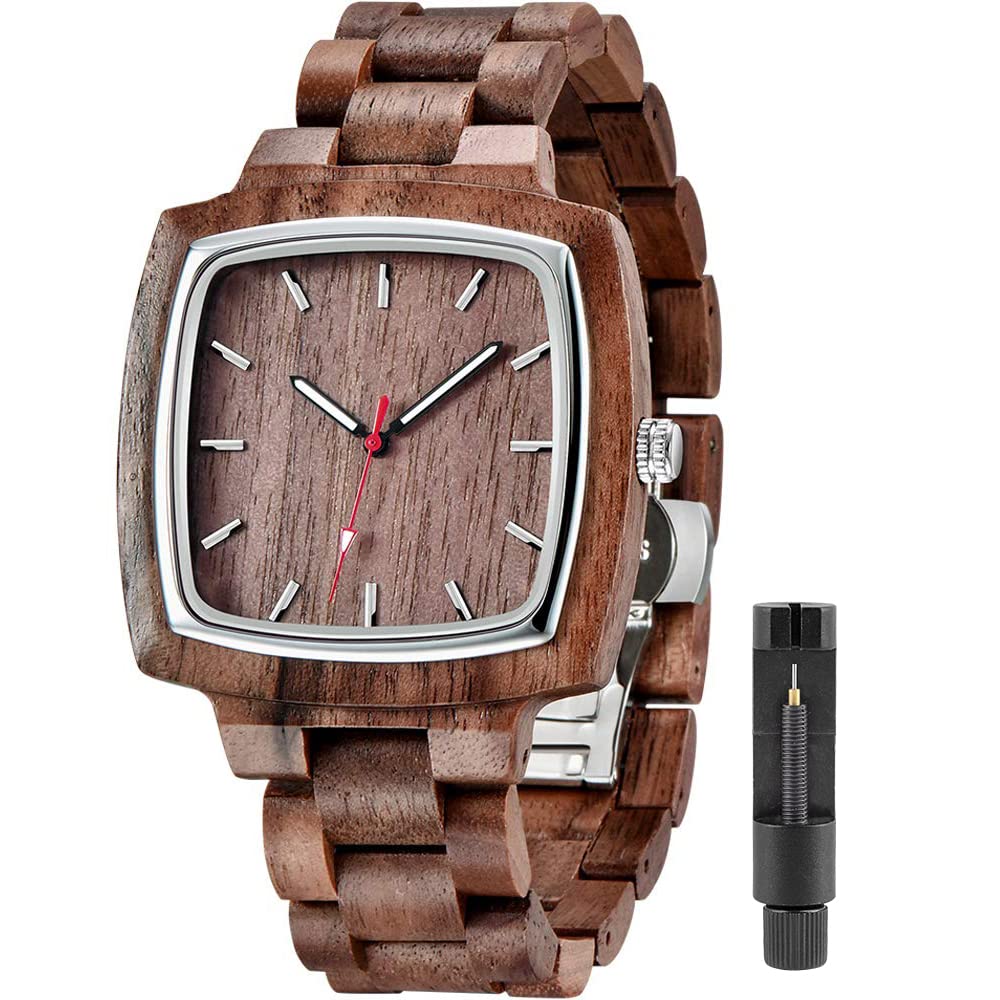 Premium Handmade Bamboo Wooden Watch for Men - Analog Date Quartz Movement - Stylish Eco-Friendly Wooden Watch - Perfect for Casual Wear, Outdoor Adventures & Sustainable Fashion