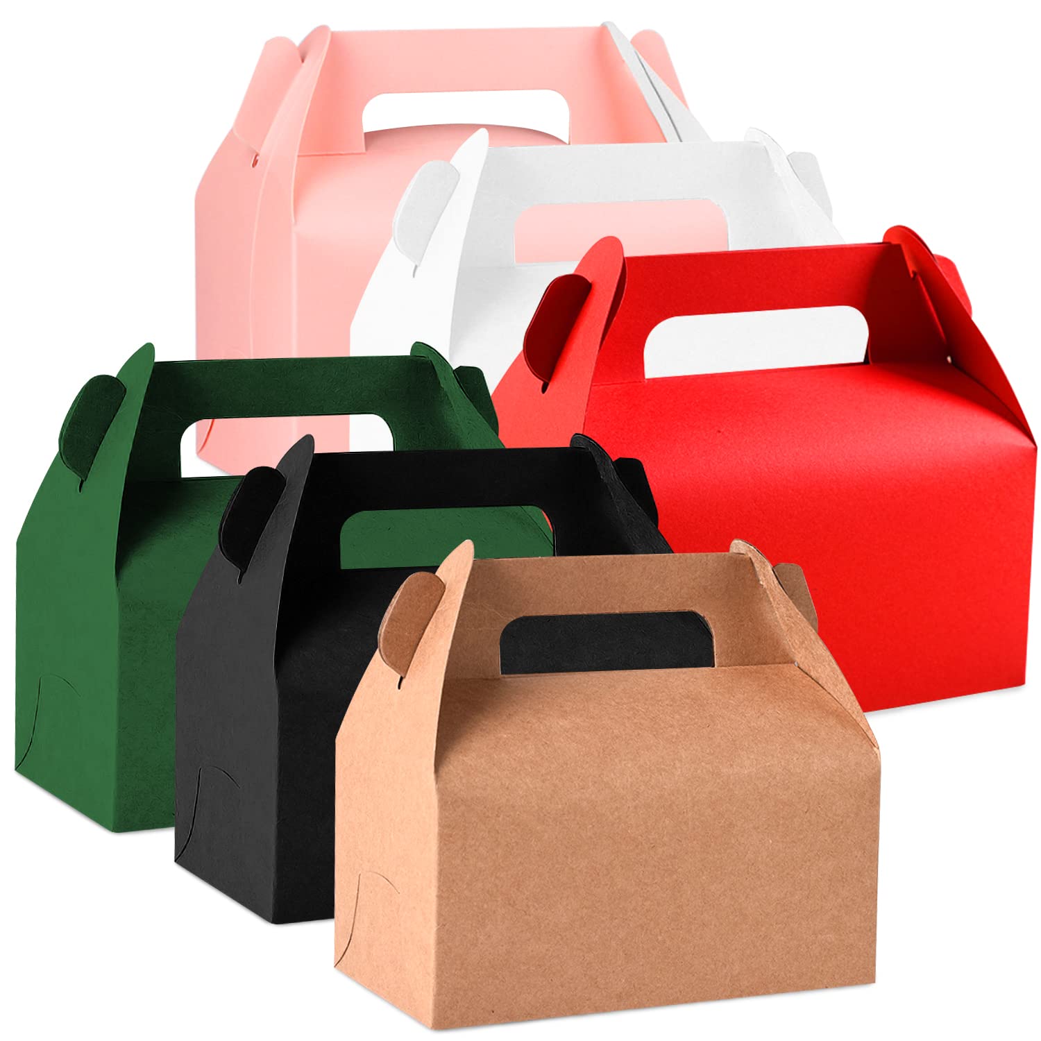 24 Pack Rainbow Treat Boxes - Kraft Paper Party Favor Gift Boxes with Lids for Candy, Cake, Birthday, Wedding (6.3 x 3.5 x 6.1 Inch) - Perfect for Party Favors, Baby Showers, Bridal Showers & Holiday Gifts