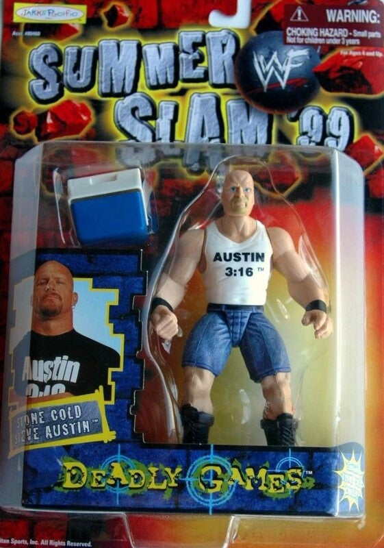 WWF Jakks Pacific SummerSlam '99 Deadly Games Stone Cold Steve Austin Action Figure - Collectible Wrestling Toy for Fans & Display - Perfect for WWE Memorabilia Collections & Nostalgic Play