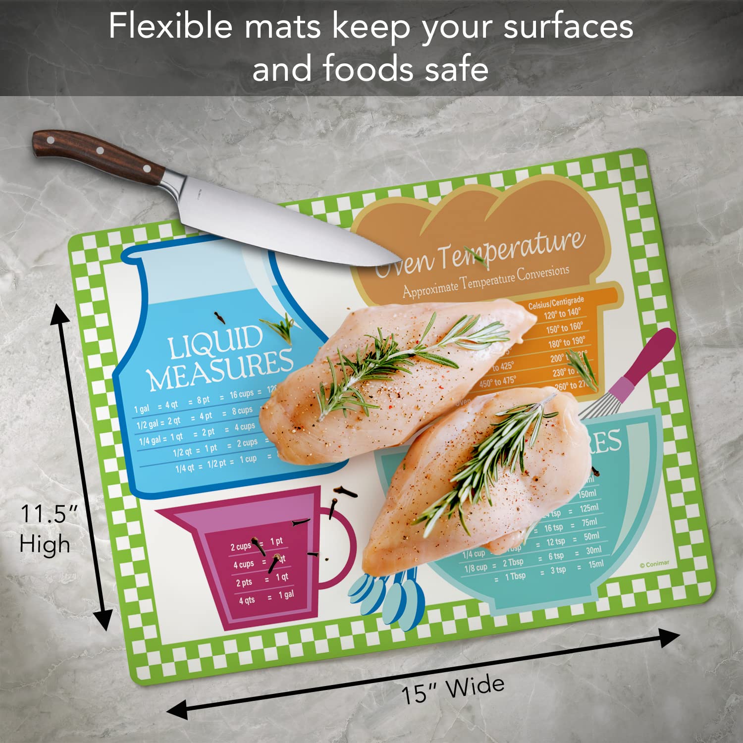 Cut N' Funnel Flexible Plastic Cutting Board Mat 15