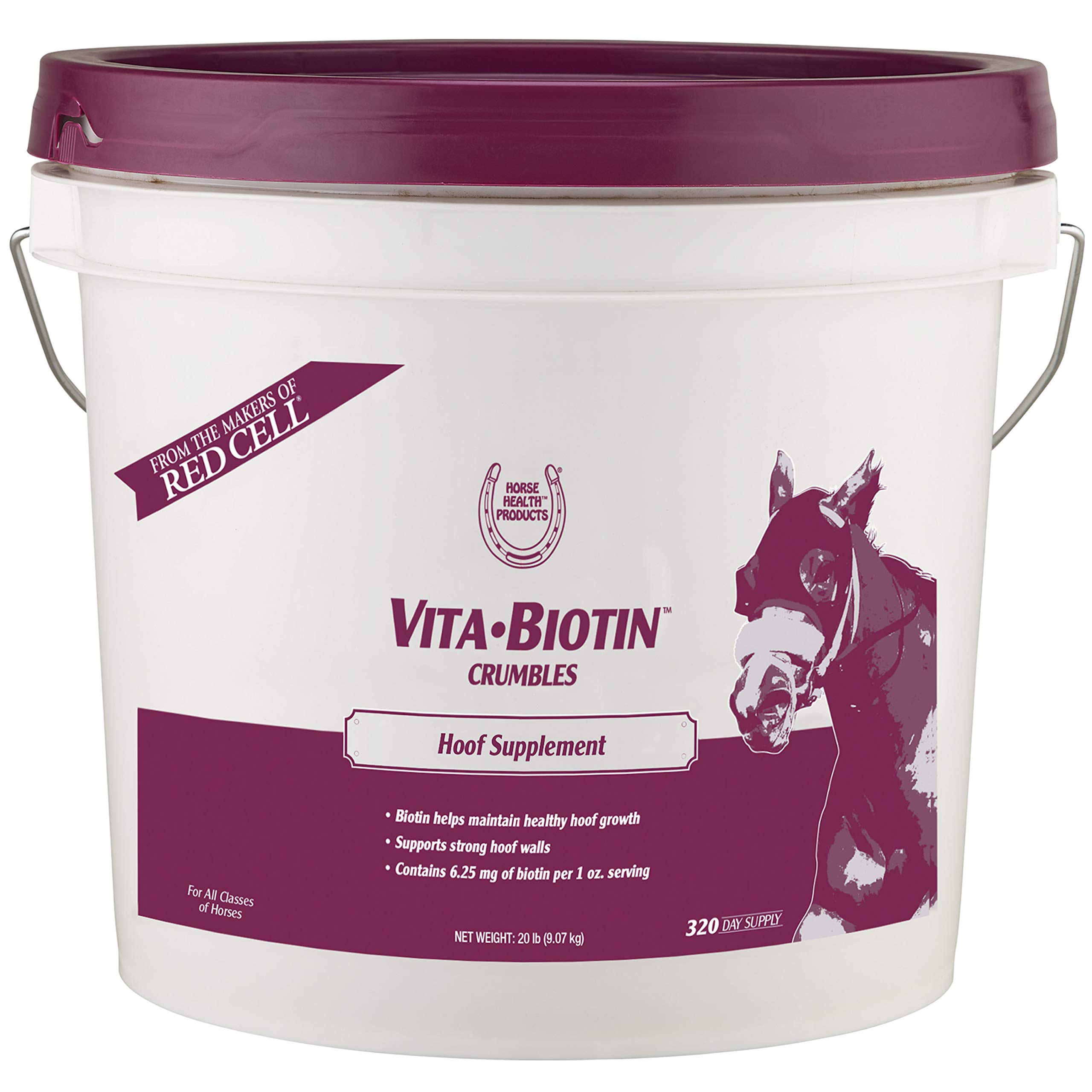 Farnam Horse Health Vita Biotin Crumbles - Premium Hoof Supplement for Strong Hooves & Healthy Growth (20 lbs, 320-Day Supply) | Ideal for Performance Horses, Breeding Mares & Equine Hoof Care