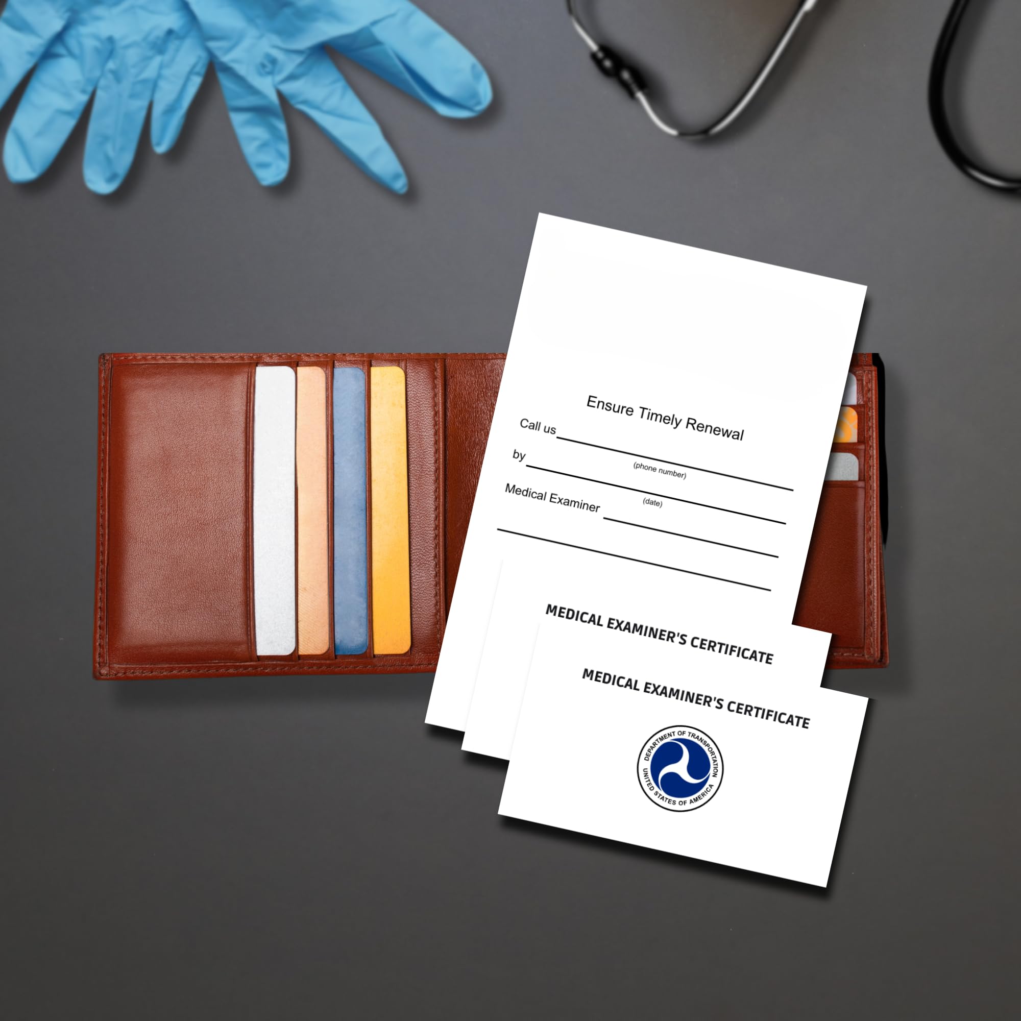 DOT FMCSA Medical Examiner Certificate Laminated Cards - 20/40/60/100 Pack (MCSA-5876) | Commercial Driver Medical Wallet Cards | Perfect for Truckers, Bus Drivers & CDL Holders