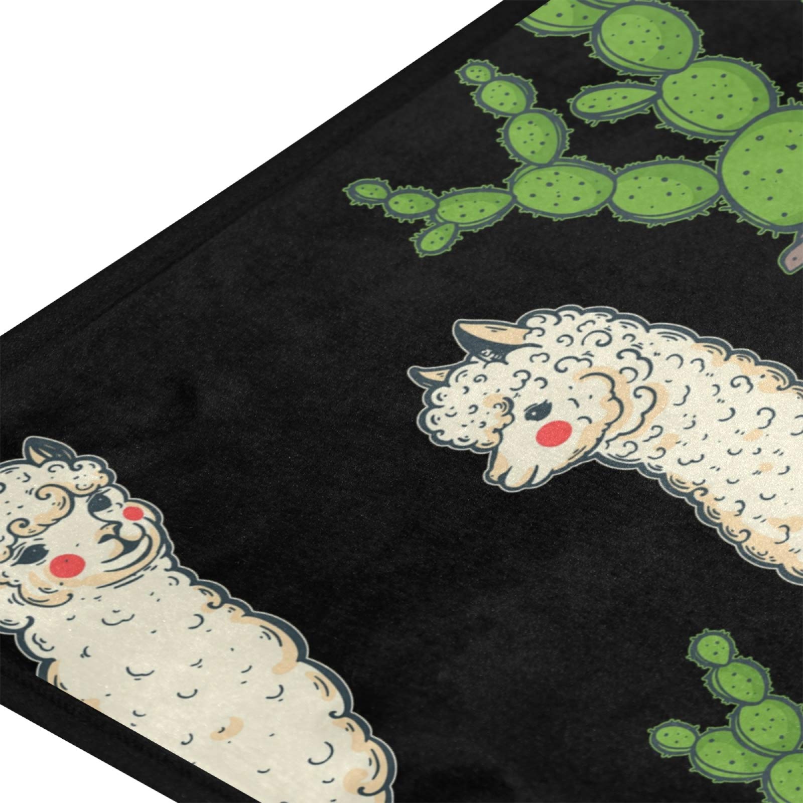 **Cute Llamas Alpaca Cactus Kitchen Rug Mat - Anti-Fatigue Non-Slip Floor Mat, Oil & Stain Resistant, Easy to Clean - Perfect for Kitchen, Bathroom, Indoor & Outdoor Doormat**