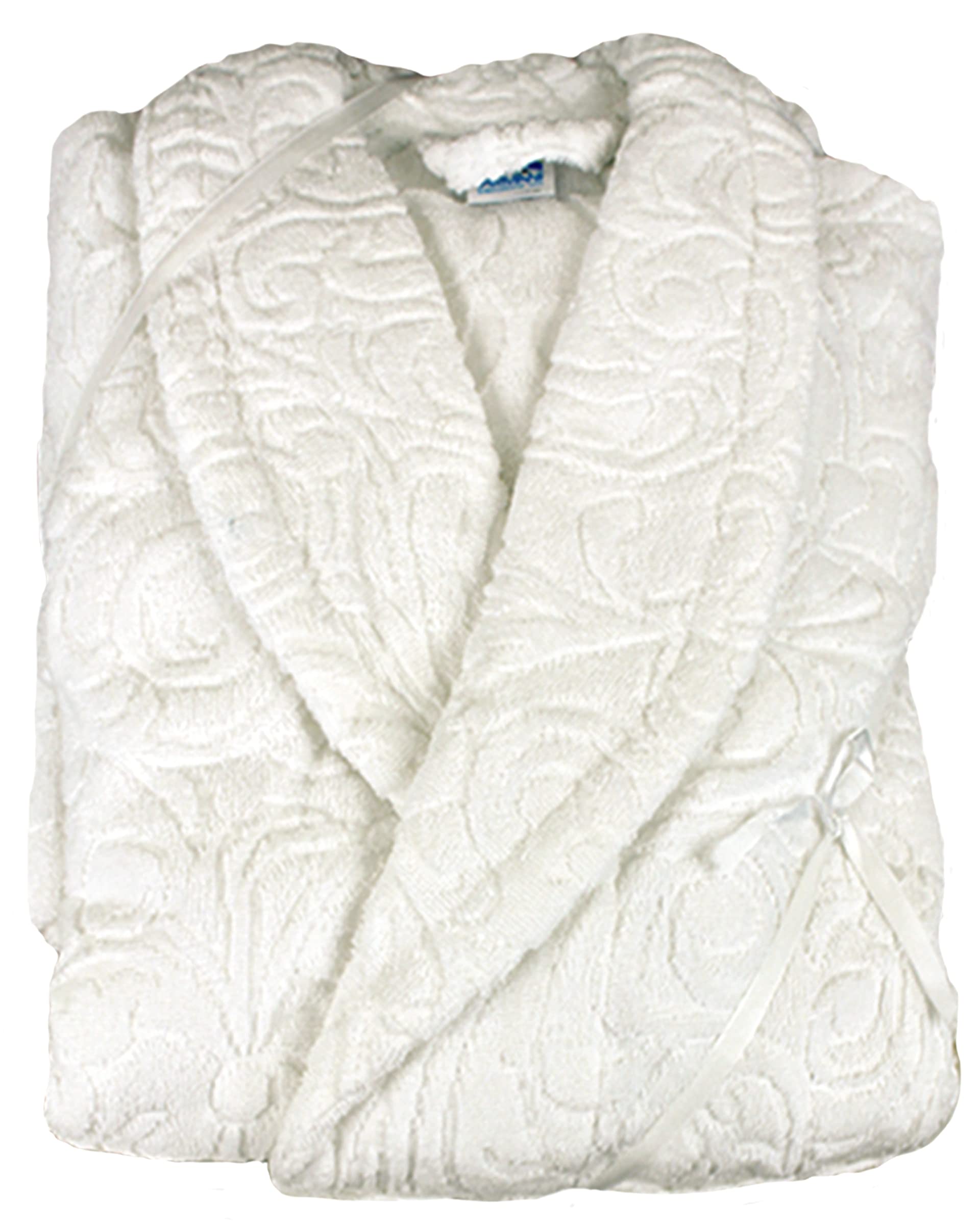 Premium White Patterned Bathrobe and Slippers Set - Large Standard Size Tubéreuse Amour Collection | Perfect for Spa Days, Hotel Luxury & Cozy Home Relaxation
