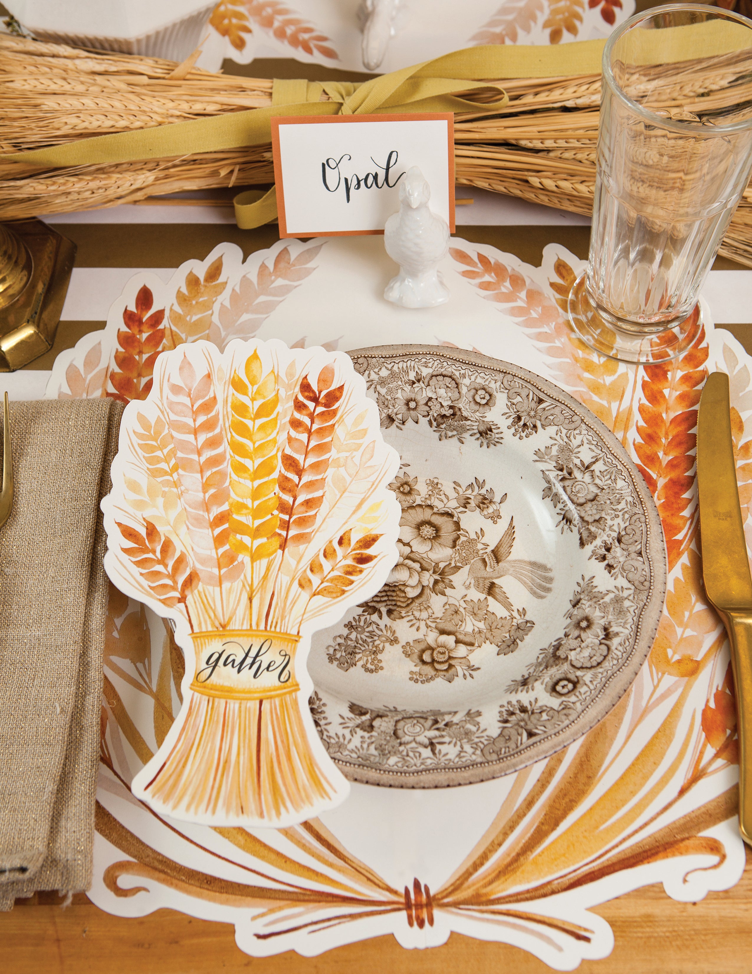 Golden Harvest Table Accent - Elegant Home Decor Centerpiece for Dining Room, Living Room & Farmhouse Style Interiors