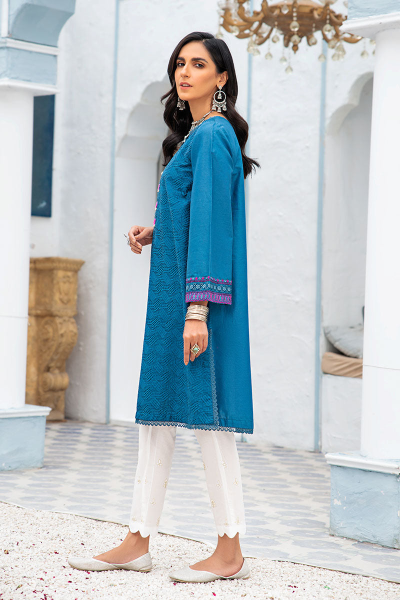 Azure Tuffet Embroidered Shirt - Stylish Casual & Office Wear for Women | Perfect for Summer Outfits, Date Nights & Business Meetings